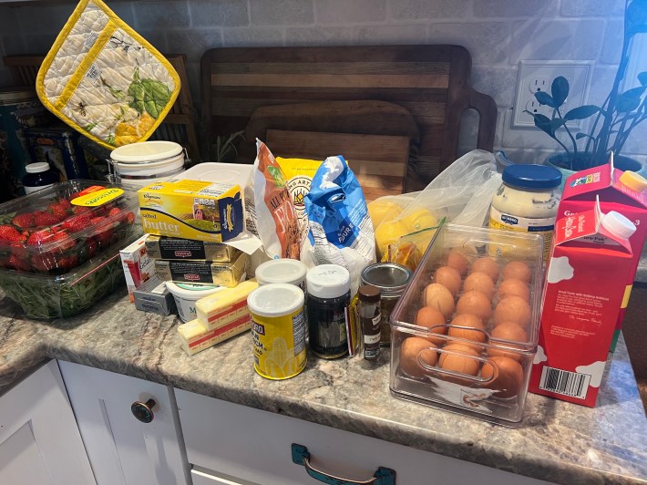 Ingredients arranged on a countertop.