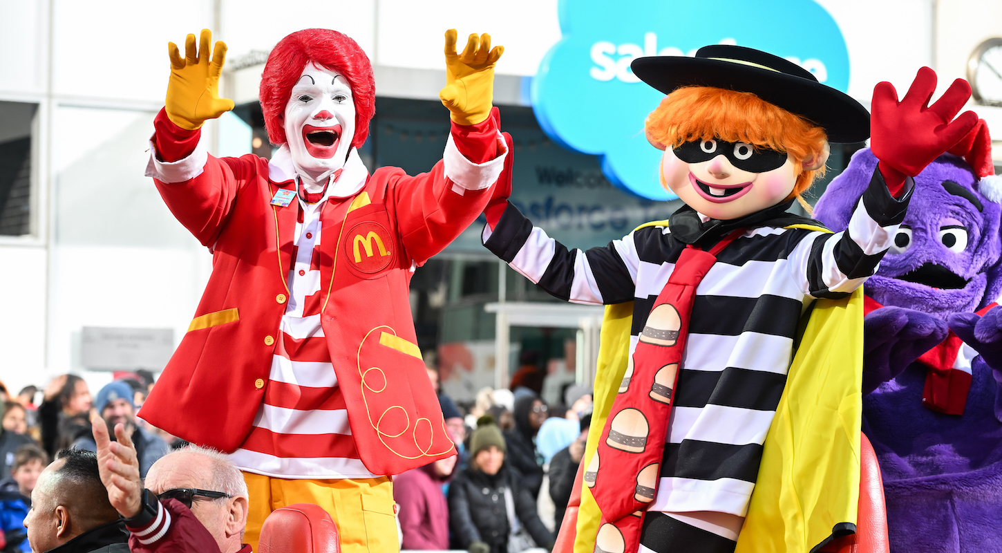 Ronald McDonald and Hamburglar in the Macy's Thanksgiving Day Parade.