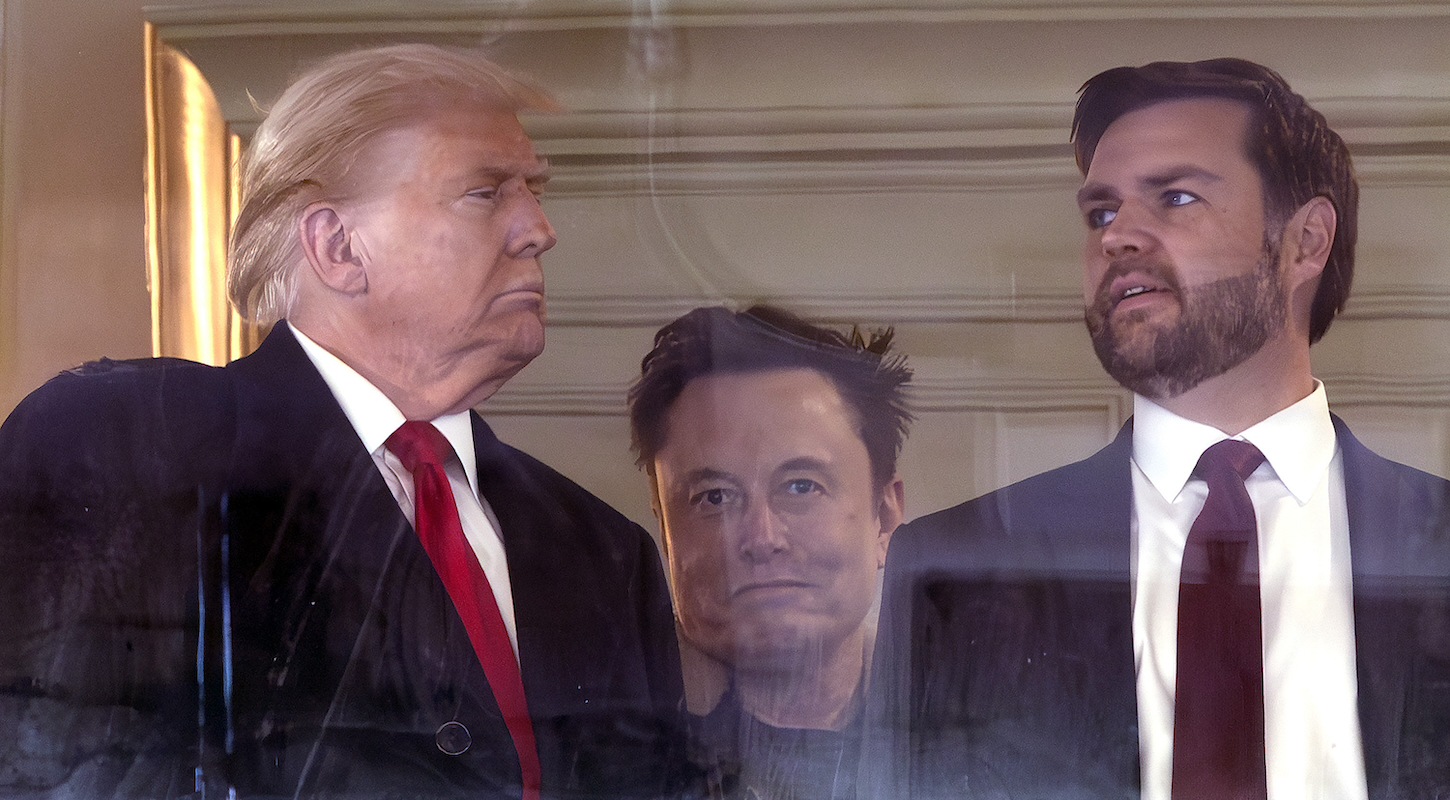 Donald Trump, Elon Musk, and JD Vance attend the Army-Navy football game on December 14, 2024.