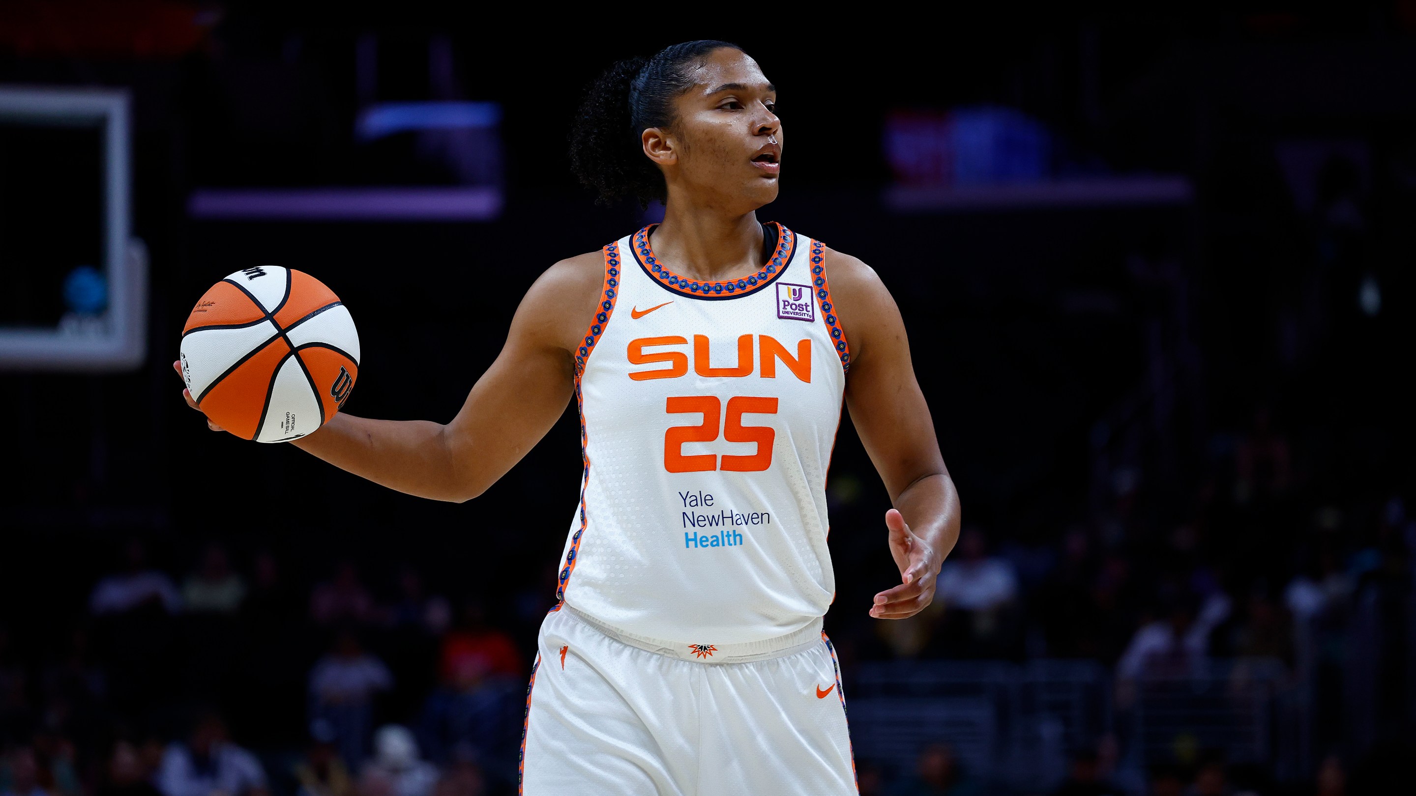 Alyssa Thomas #25 of the Connecticut Sun at Crypto.com Arena on September 10, 2024 in Los Angeles, California.