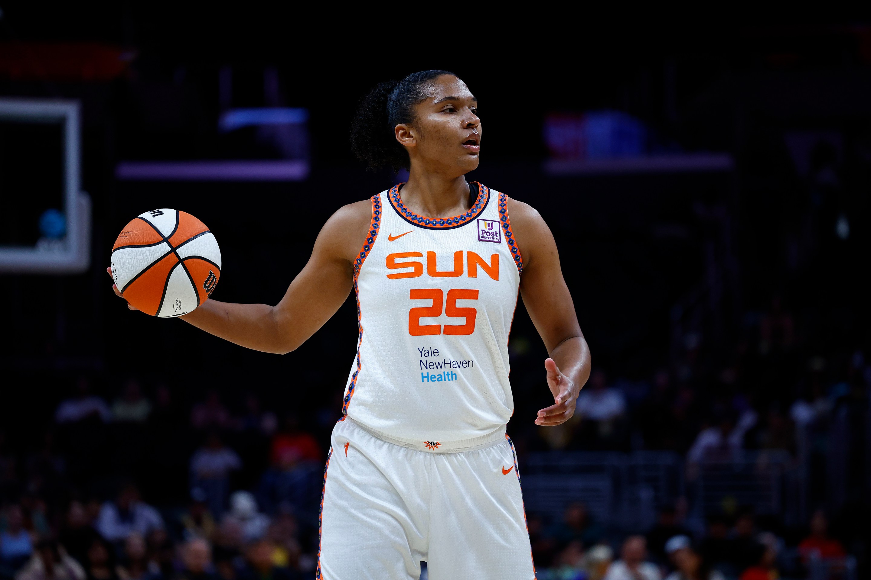 Alyssa Thomas #25 of the Connecticut Sun at Crypto.com Arena on September 10, 2024 in Los Angeles, California.