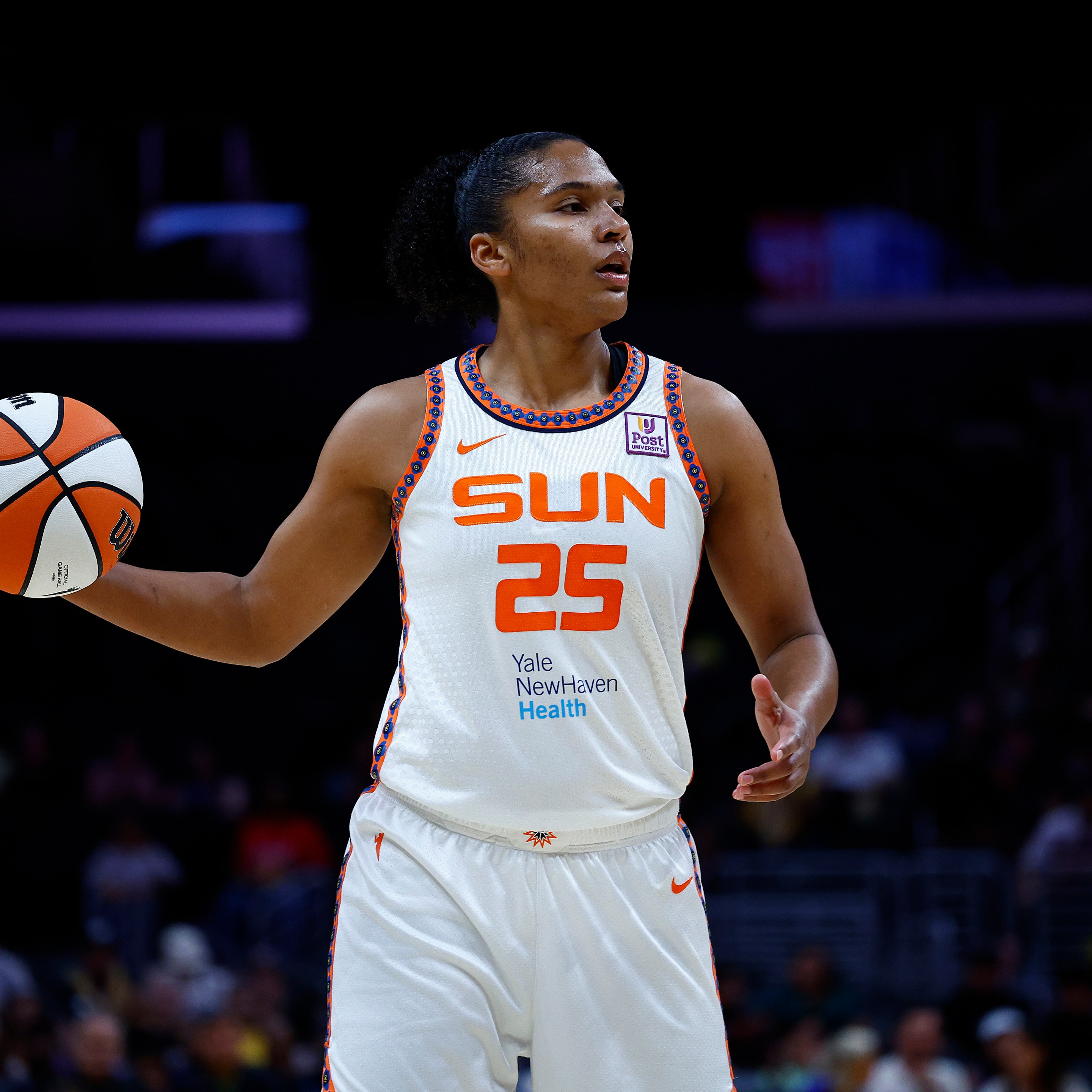 Alyssa Thomas #25 of the Connecticut Sun at Crypto.com Arena on September 10, 2024 in Los Angeles, California.