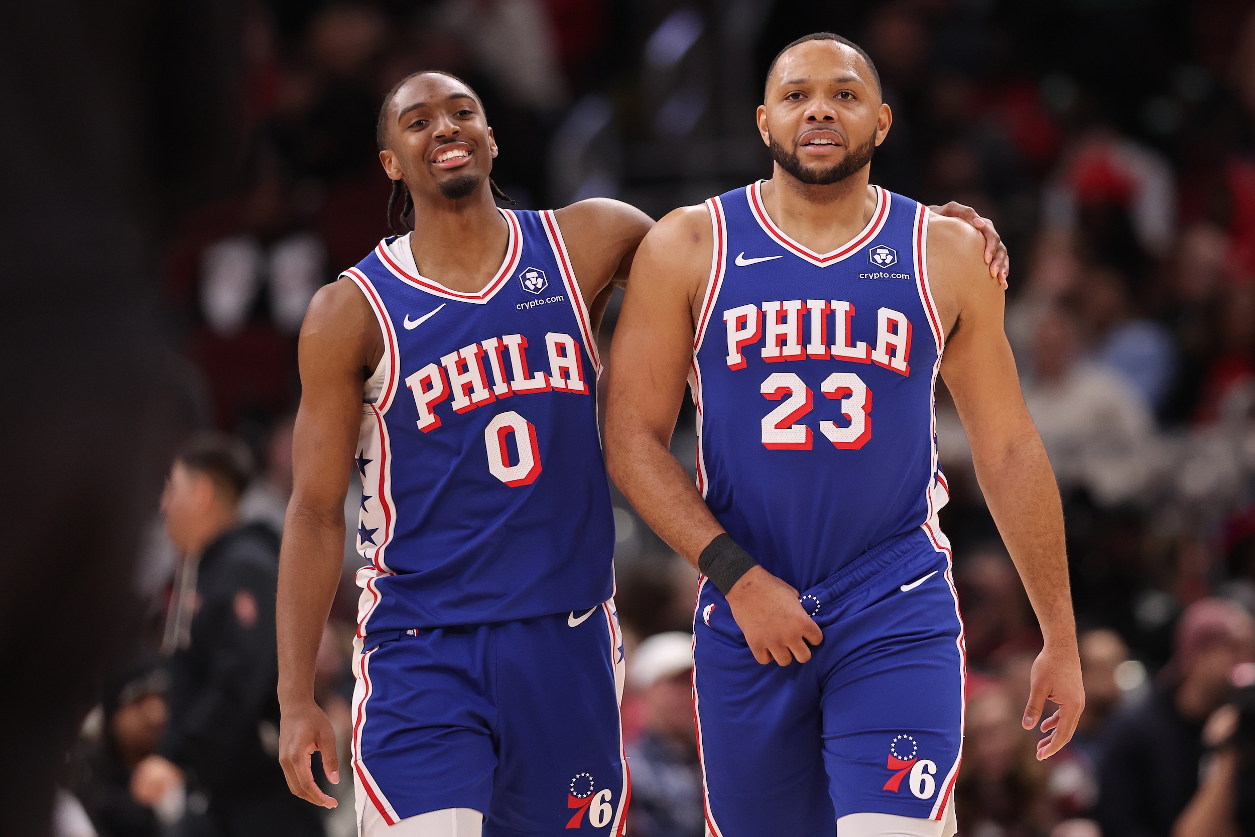 Tyrese Maxey and Eric Gordon.