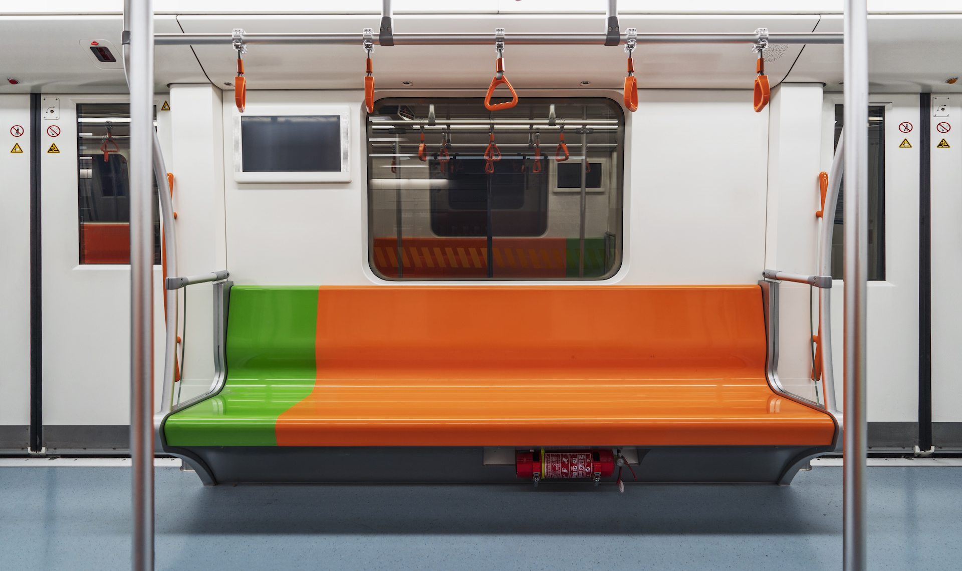 Interior Of Empty Subway Train, Photo Taken In Shanghai, China