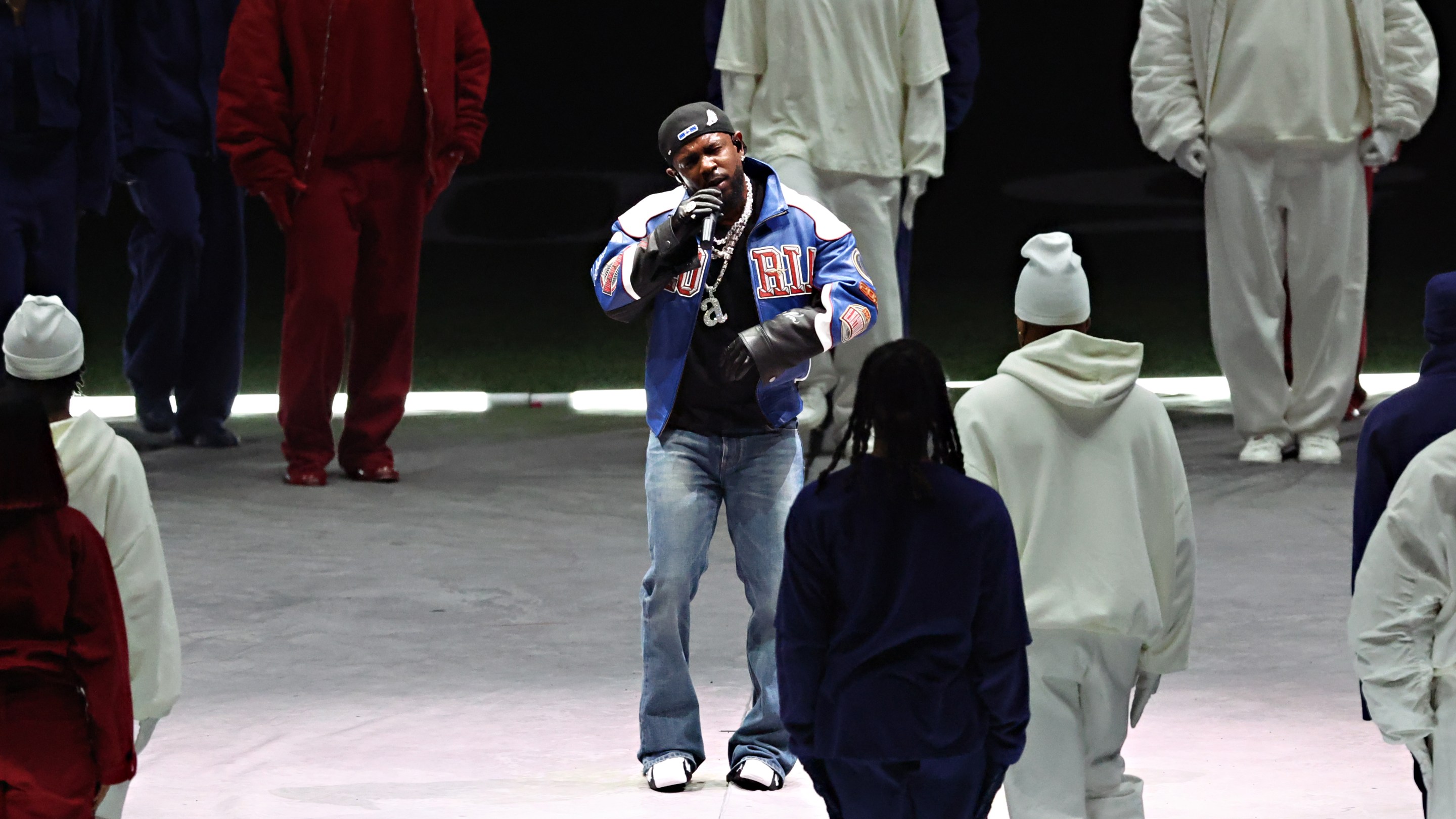 Kendrick Lamar performs at the Super Bowl