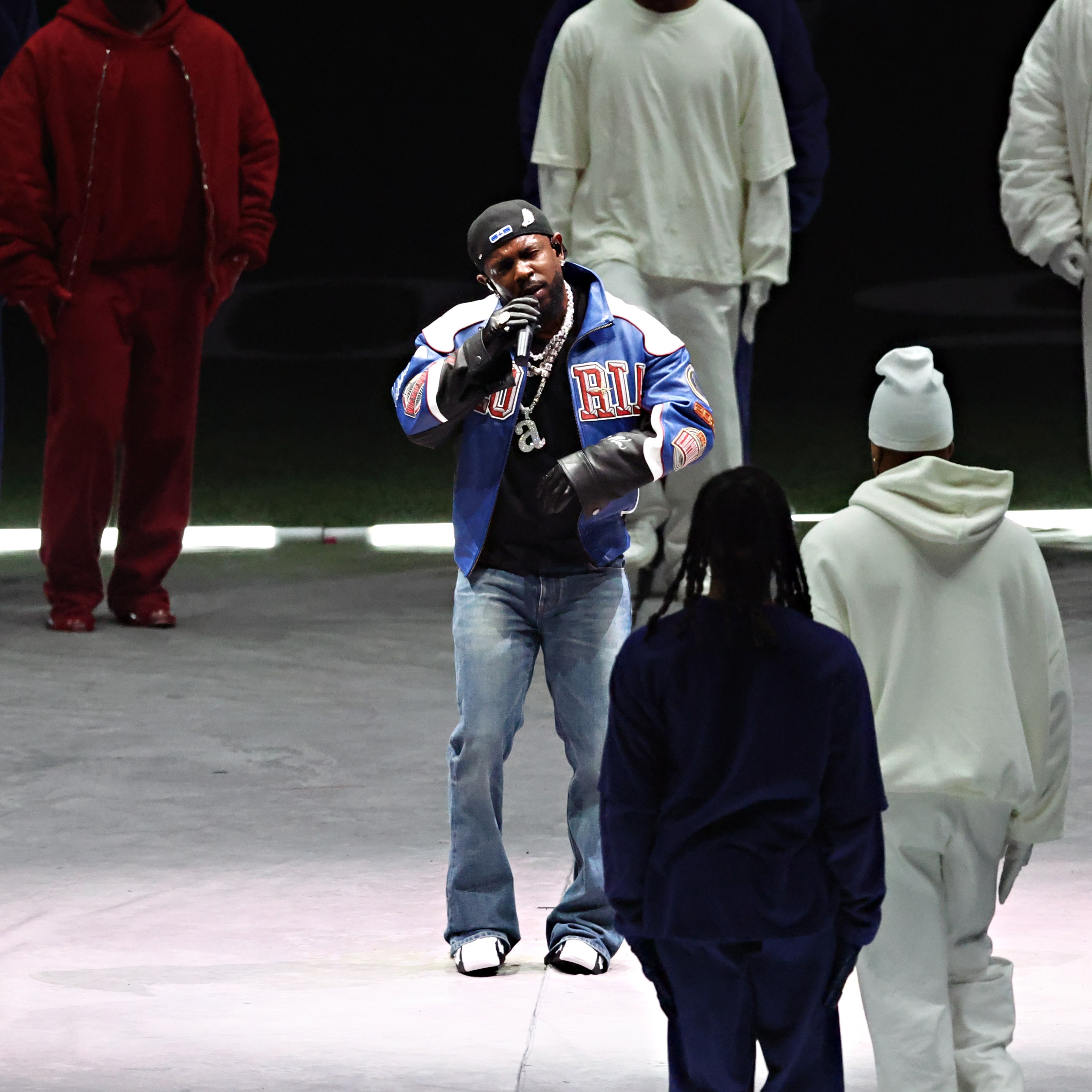 Kendrick Lamar performs at the Super Bowl