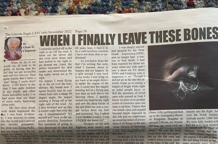 A photo of an article in the Lincoln Eagle