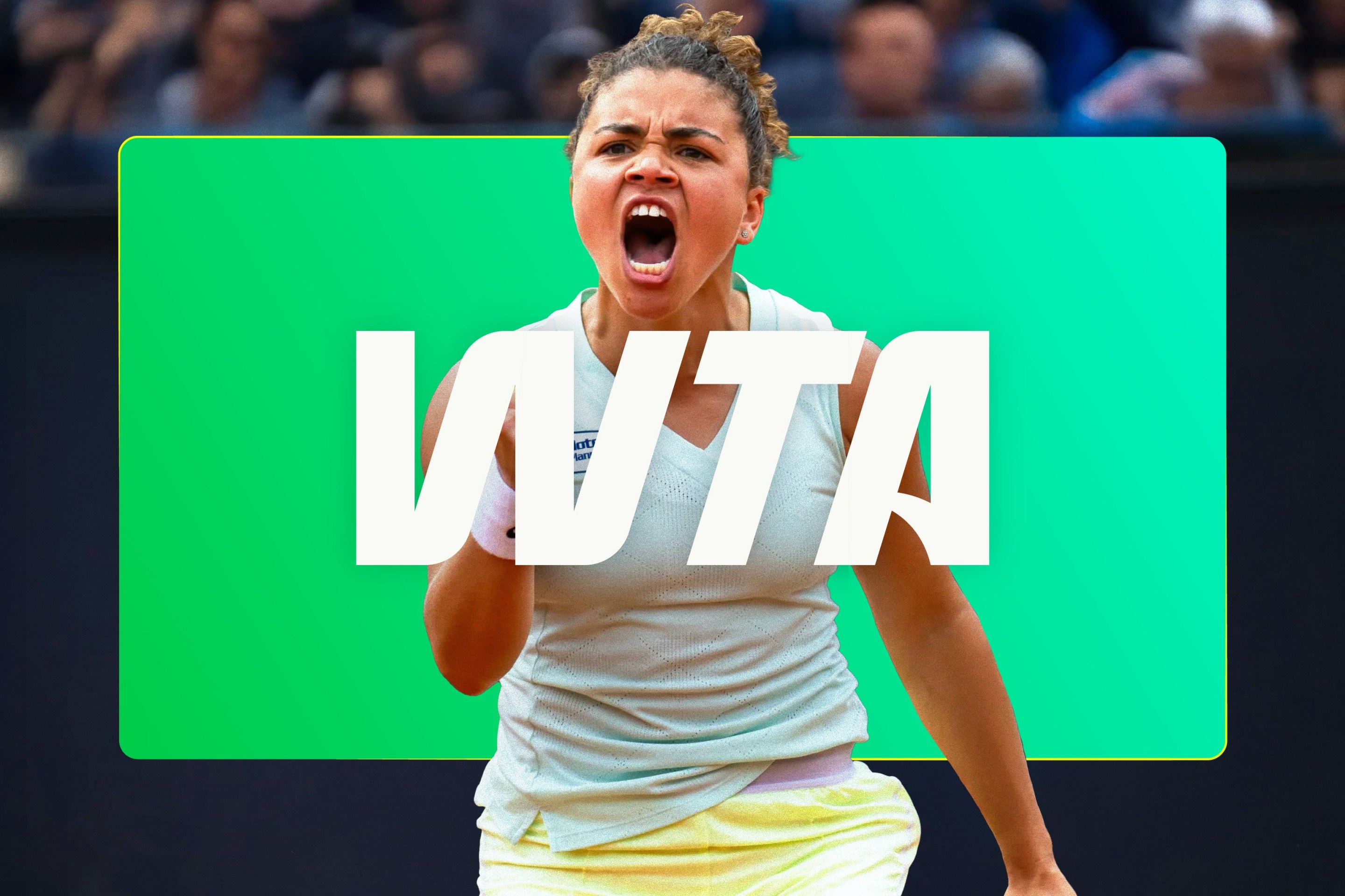 The WTA logo and Jasmine Paolini