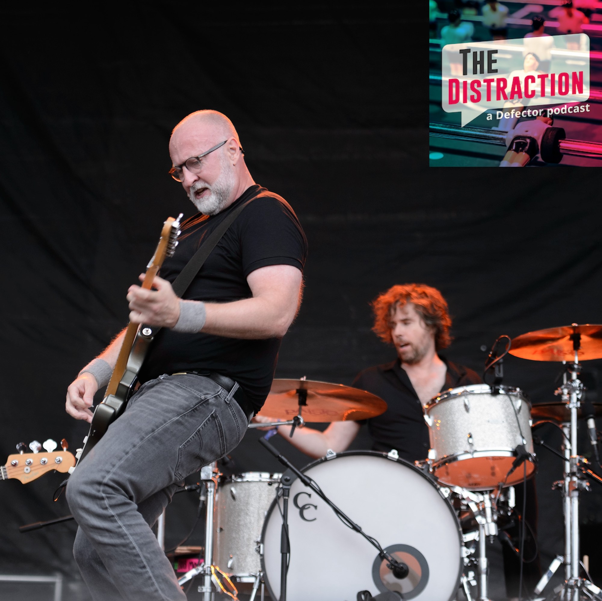 Left to right, Jason Narducy, Bob Mould, and Jon Wurster playing a set at Riot Fest in Chicago in 2019.