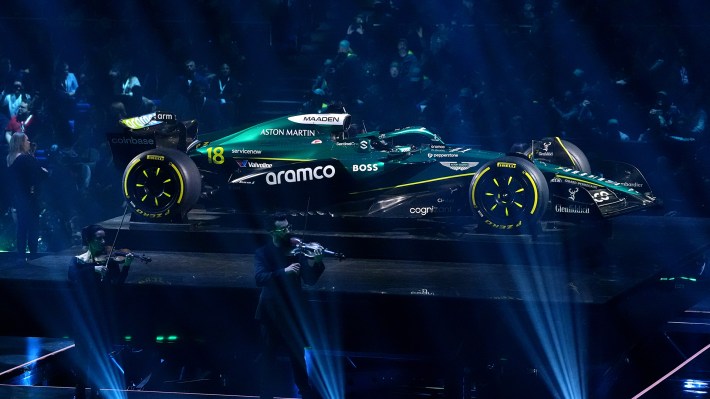 Aston Martin livery for the 2025 season is launched during the F1 75 Live launch event at The O2, London. Picture date: Tuesday February 18, 2025.