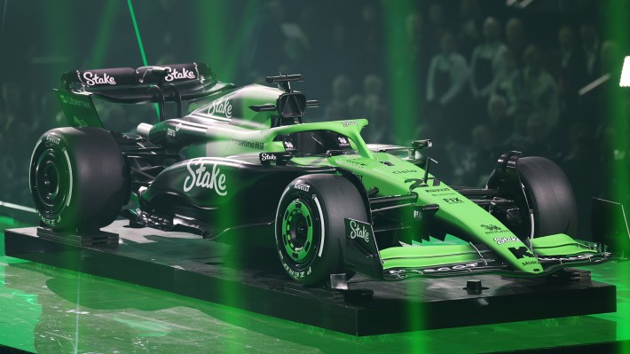 The Stake F1 Team Kick Sauber livery is presented during F1 75 Live at The O2 Arena on February 18, 2025 in London, England.