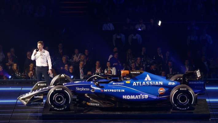 James Vowles, Team Principal of Williams presents the new livery on stage during F1 75 Live at The O2 Arena on February 18, 2025 in London,