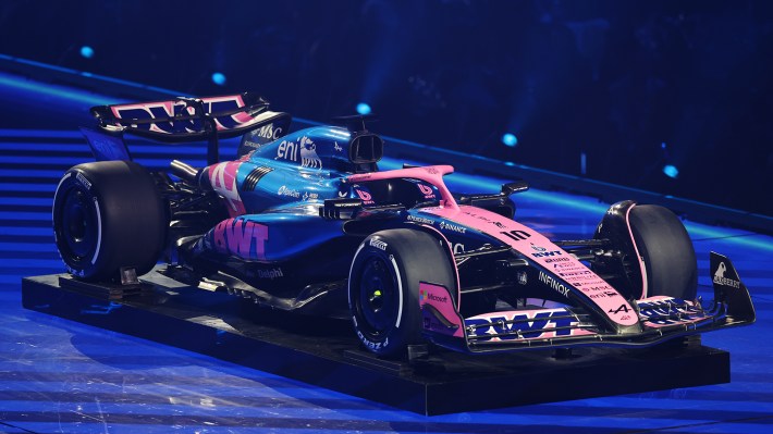 The Alpine F1 livery is presented during F1 75 Live at The O2 Arena on February 18, 2025 in London, England.