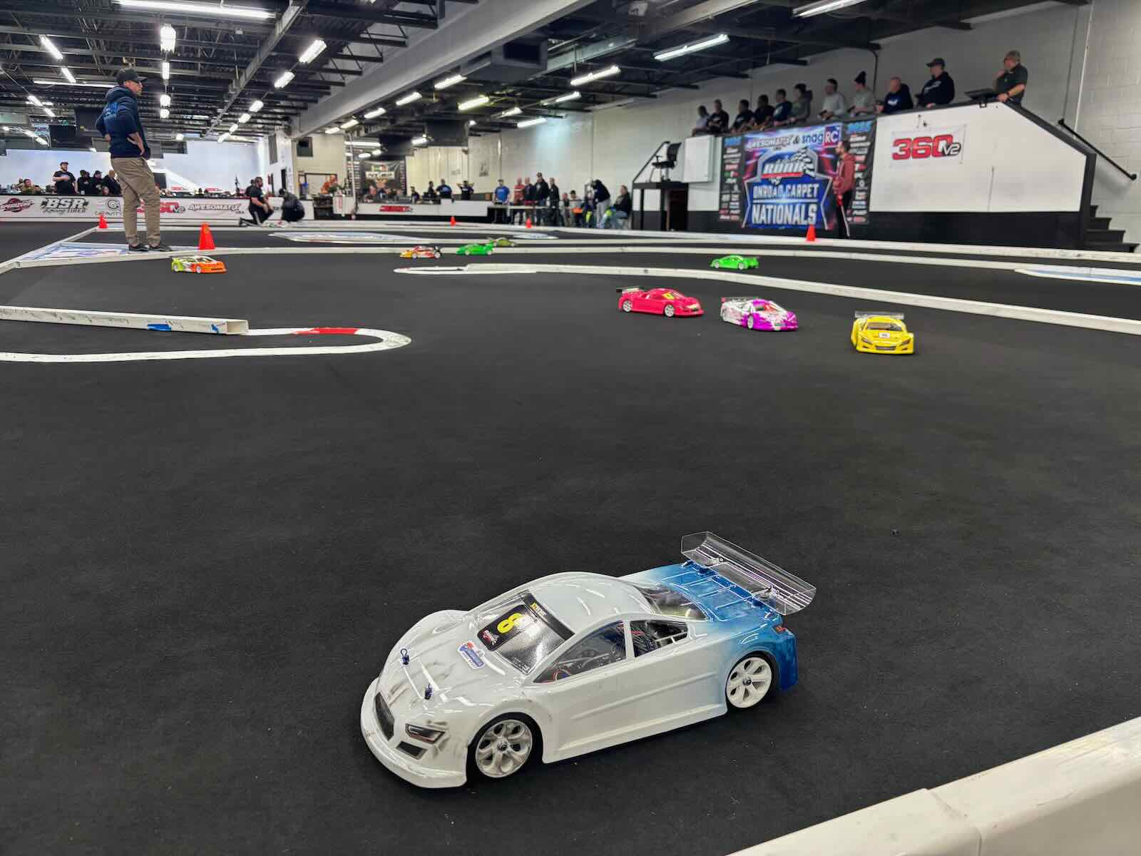 RC race cars lined up on the track
