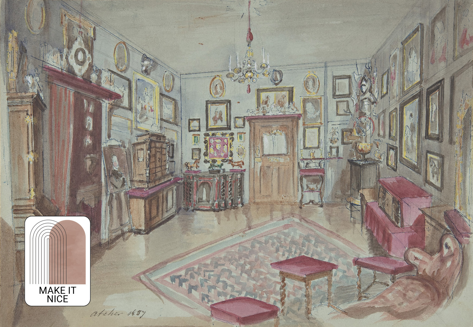 Drawing of an Interior: Atelier, 1857. Artist Anon. (Photo by Heritage Images via Getty Images)