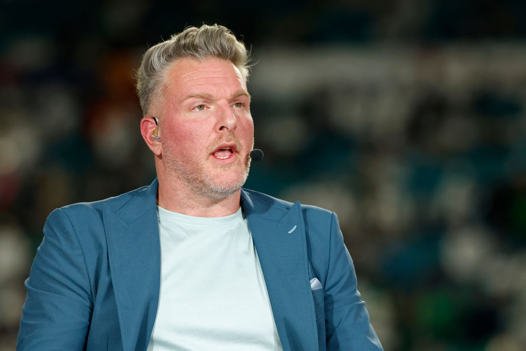 Pat McAfee wearing a blue blazer.