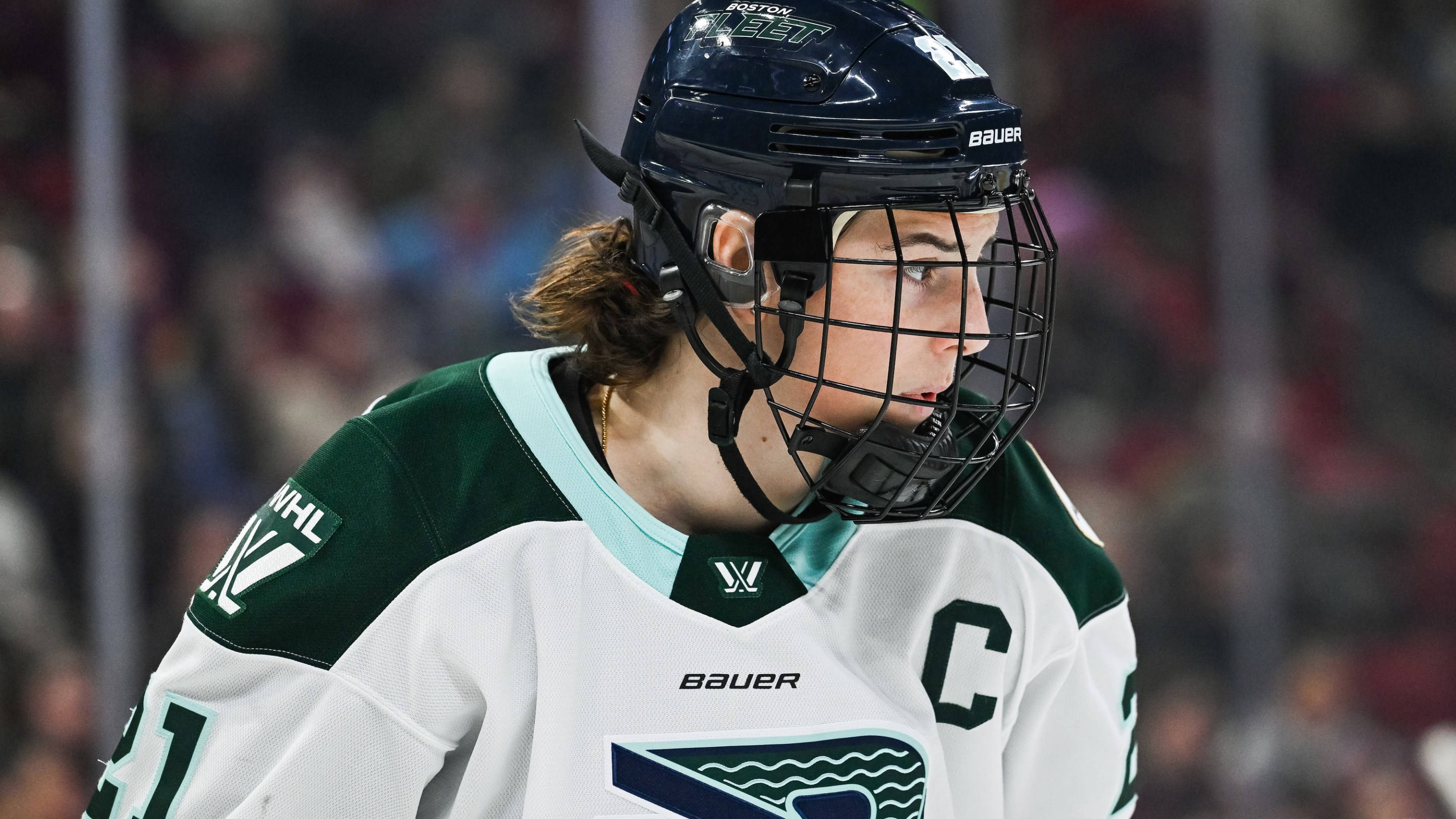 Boston Fleet forward Hilary Knight (21) during the Boston Fleet versus the Montreal Victoire game on March 01, 2025, at Centre Bell in Montréal, QC