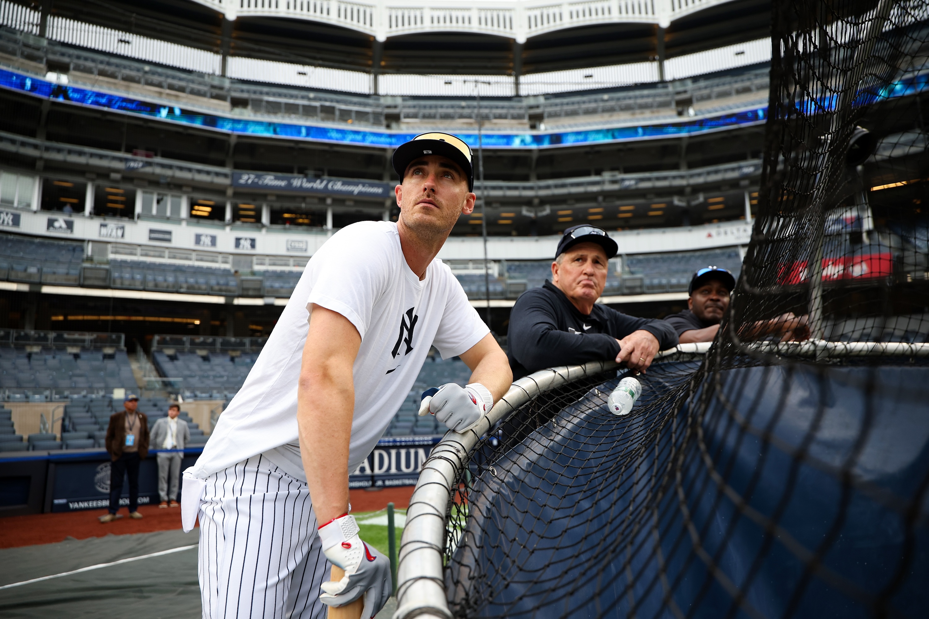 NEW YORK, NY - APRIL 03: Cody Bellinger #35 of the New York Yankees looks on during batting practice before the game against the Arizona Diamondbacks at Yankee Stadium on April 3, 2025 in New York, New York. (Photo by New York Yankees/Getty Images)