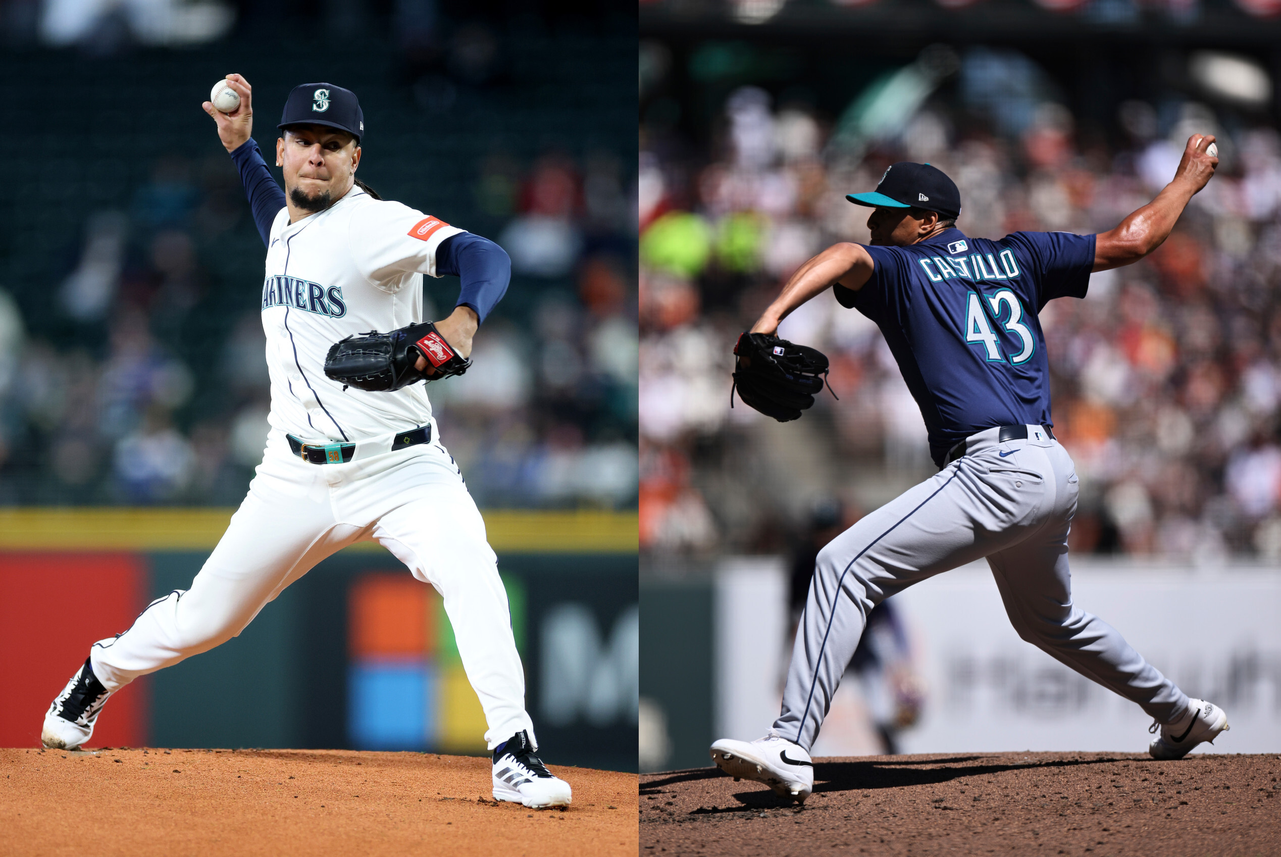 Side-by-side photos of Luis M. Castillo and Luis F. Castillo, both Mariners pitchers.