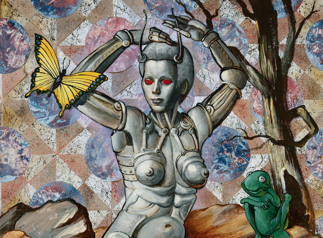 Painting of Science Fiction Scene with Robot Woman by Anton Brzezinski