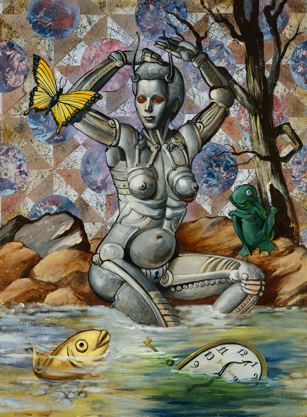 Painting of Science Fiction Scene with Robot Woman by Anton Brzezinski