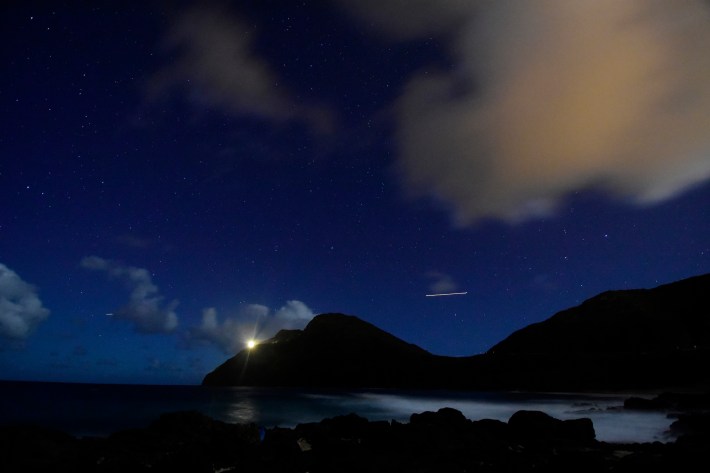 Night sky in Oahu, Hawaii. a stock photo