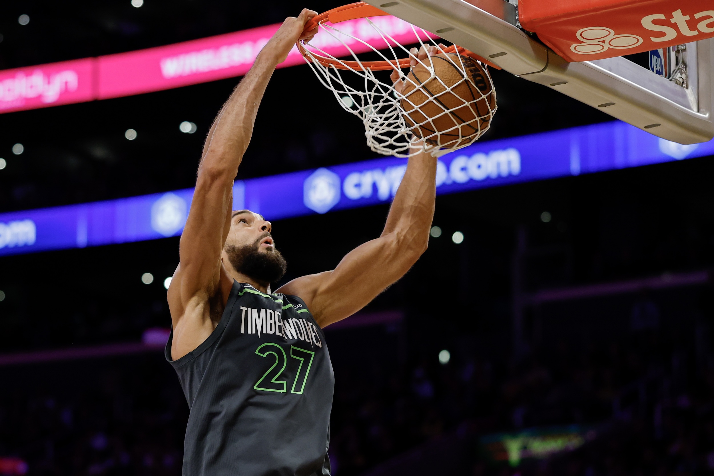 Rudy Gobert dunks.