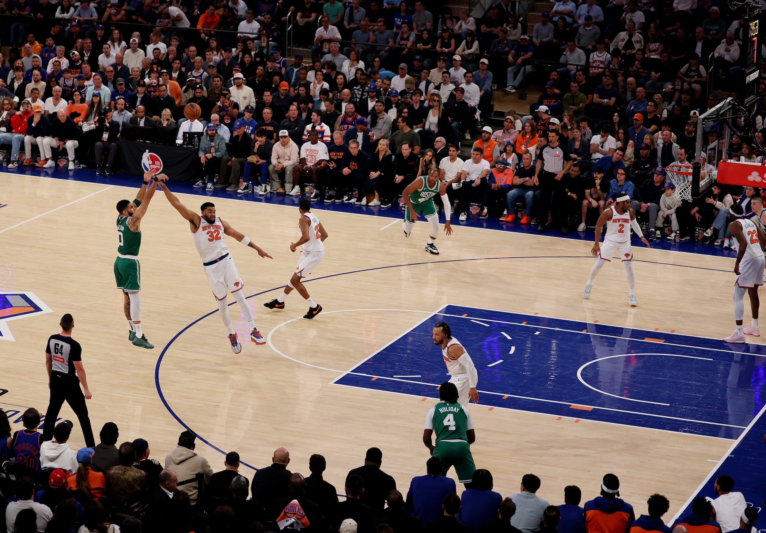 Jayson Tatum attempts a three-pointer in Game 3.