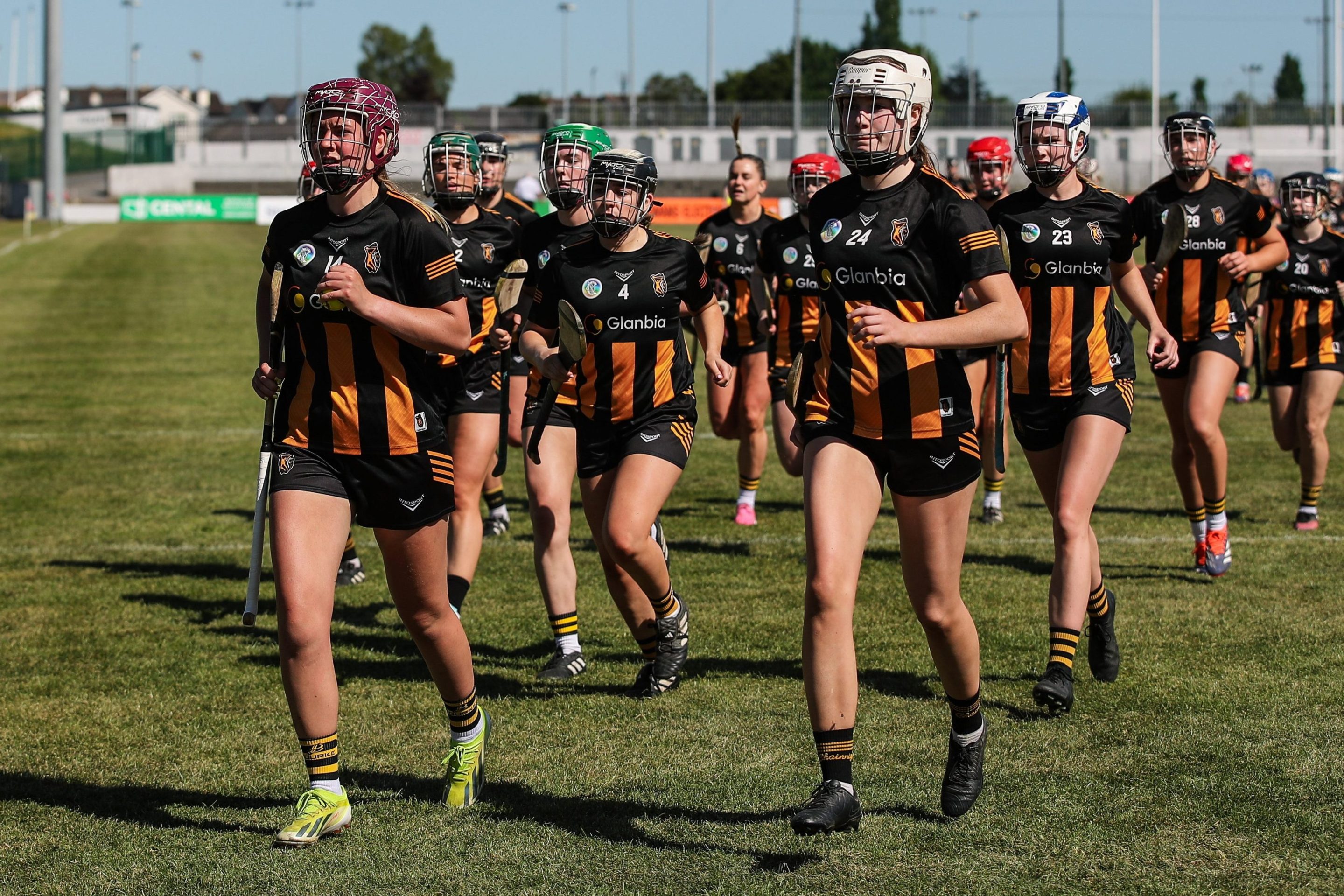 Kilkenny players return to the changing room before the Leinster Senior Camogie final match between Wexford and Kilkenny at Netwatch Cullen Park in Carlow. The women had to return to the locker room because they wore shorts. There are no action pictures from this game at the request of the players.