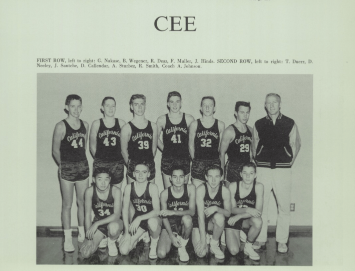 Gary Nakase (front row, first on the left) on his high school's "Cee" team.