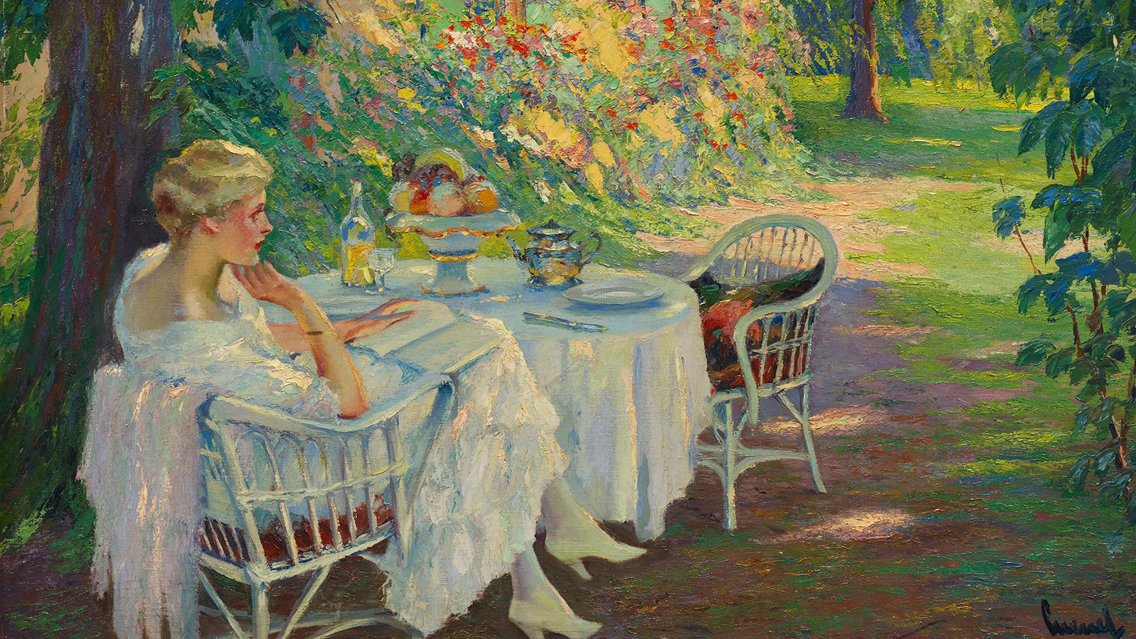 In the shadows, c.1920. Private Collection. Creator: Cucuel, Edward (1875-1954).