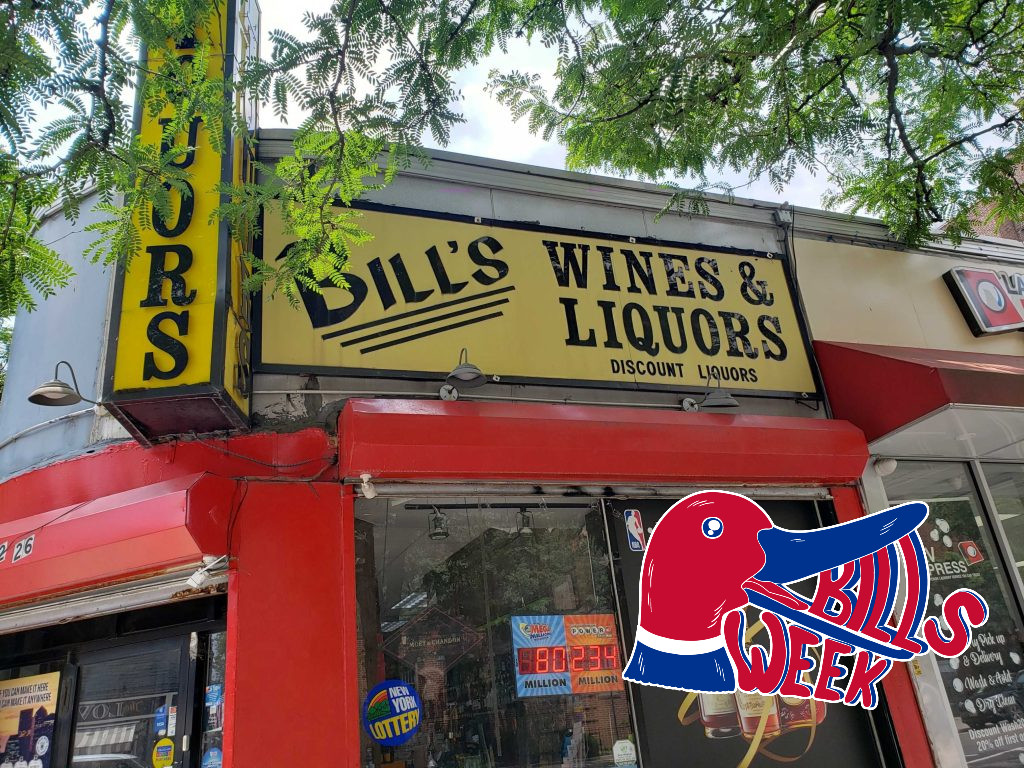 Bill's Wine & Liquors exterior with sign