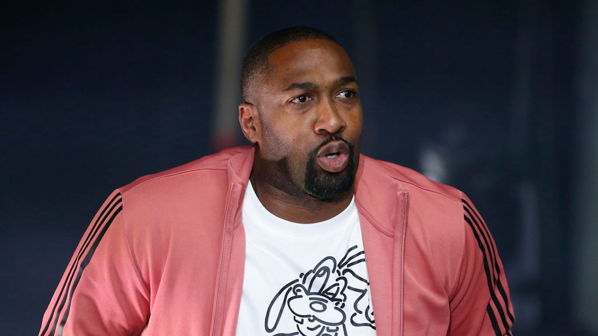 Head coach Gilbert Arenas of the Enemies runs out during introductions against the Trilogy during BIG3 Week Six at Comerica Center on July 23, 2022 in Frisco, Texas.