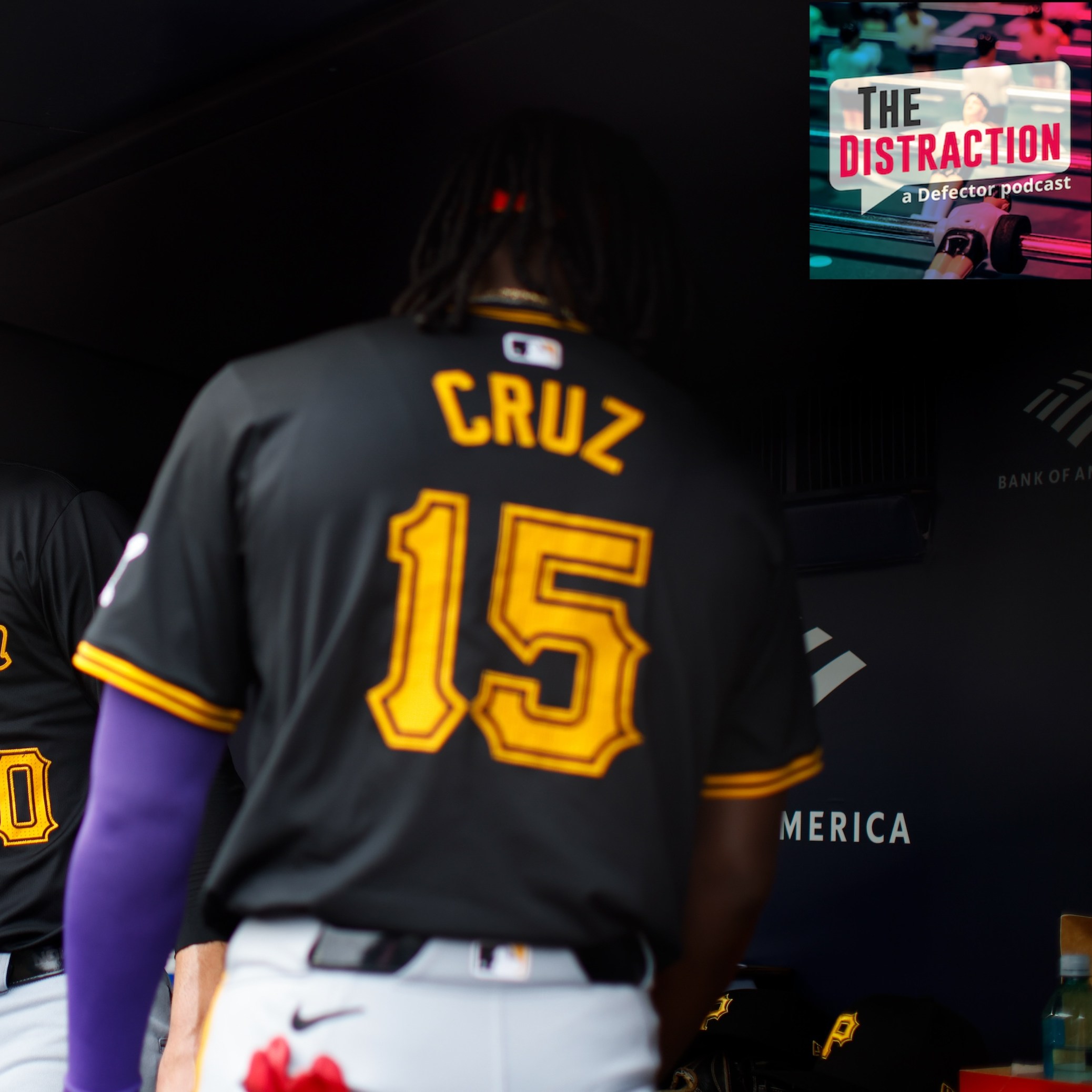 Paul Skenes of the Pittsburgh Pirates jokes with Oneil Cruz #15 during the game between the Pittsburgh Pirates and the New York Yankees in 2024.