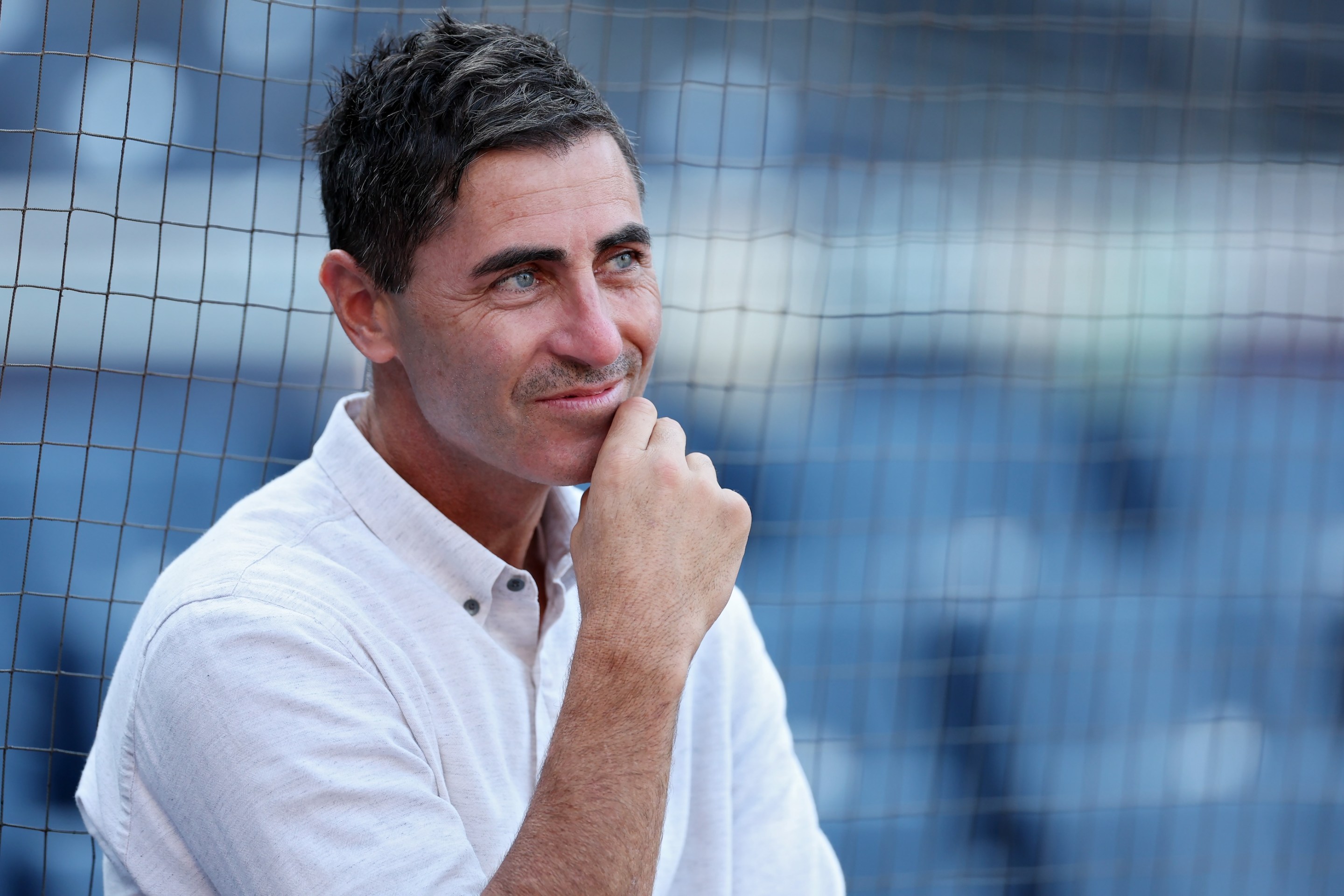 San Diego Padres general manager A.J. Preller looks on before Game Three of the Division Series against the Los Angeles Dodgers at Petco Park on October 8, 2024.