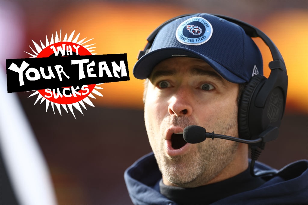 Tennessee Titans head coach Brian Callahan reacts against the Washington Commanders at Northwest Stadium on December 01, 2024 in Landover, Maryland.
