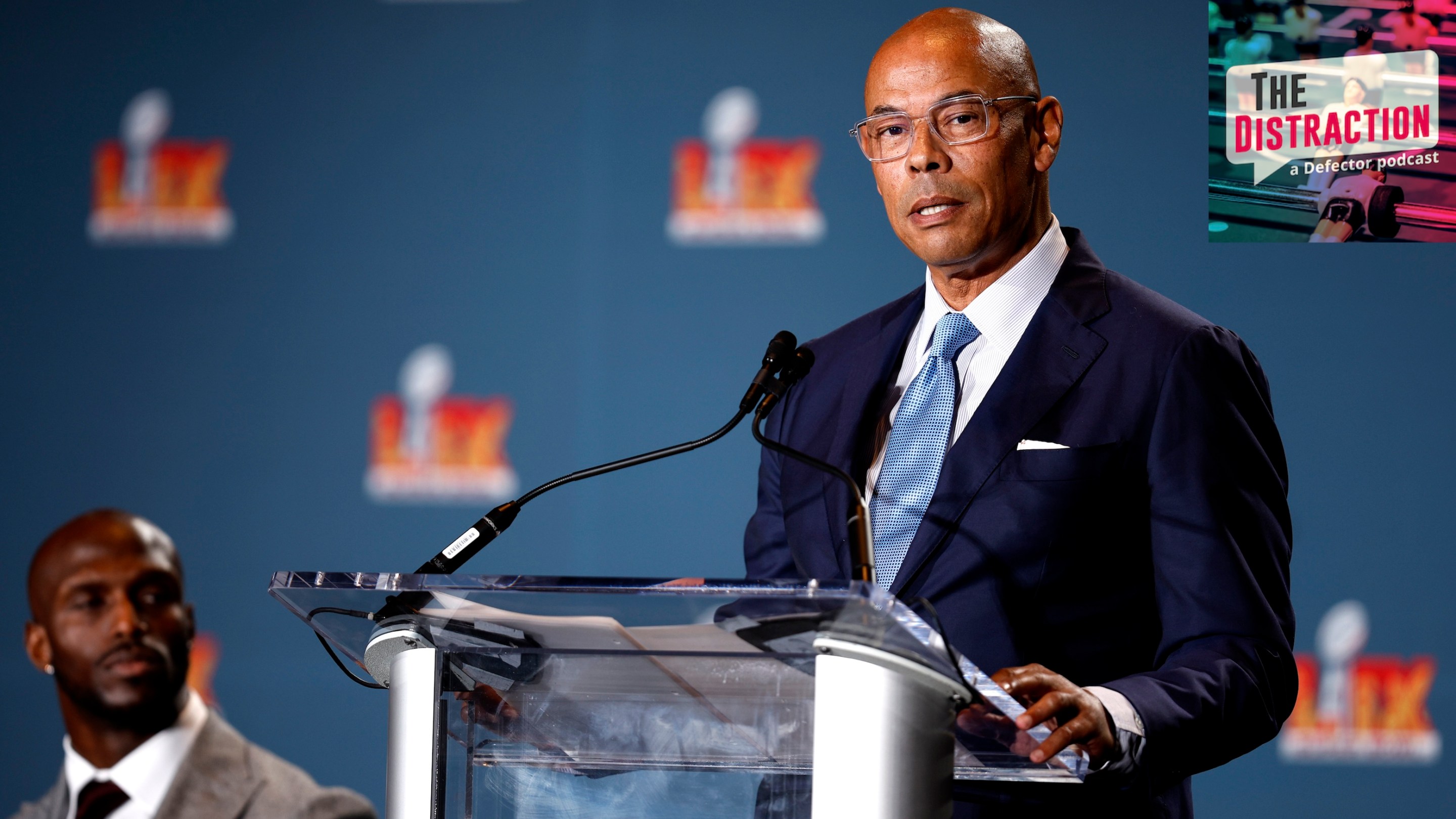 NFLPA Executive Director Lloyd Howell discusses the state of the union and its direction for the upcoming year before the Super Bowl in New Orleans. The Distraction logo is at upper right.