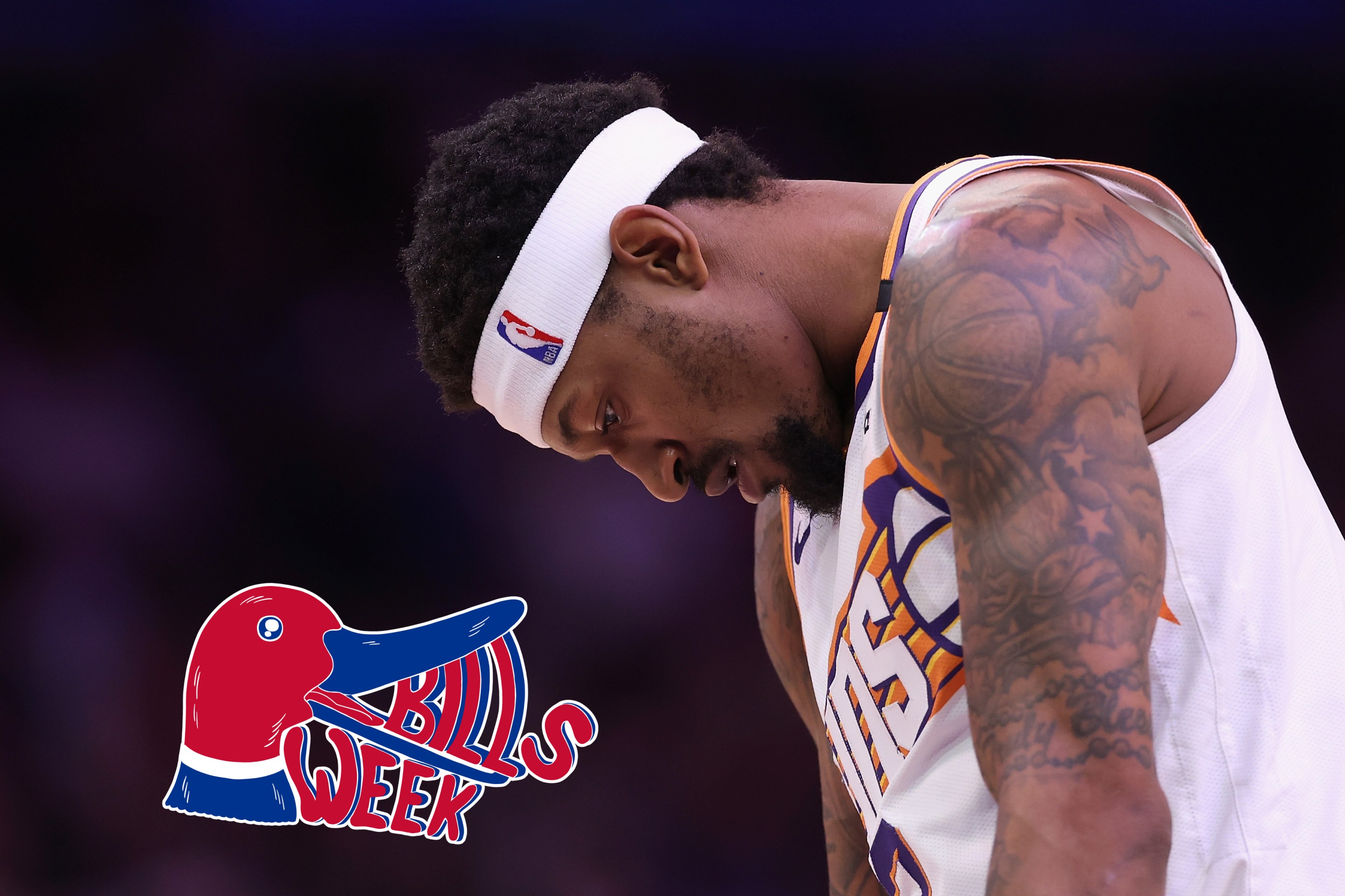 PHOENIX, ARIZONA - APRIL 11: Bradley Beal #3 of the Phoenix Suns reacts during the second half of the NBA game at PHX Arena on April 11, 2025 in Phoenix, Arizona. NOTE TO USER: User expressly acknowledges and agrees that, by downloading and or using this photograph, User is consenting to the terms and conditions of the Getty Images License Agreement. (Photo by Christian Petersen/Getty Images)