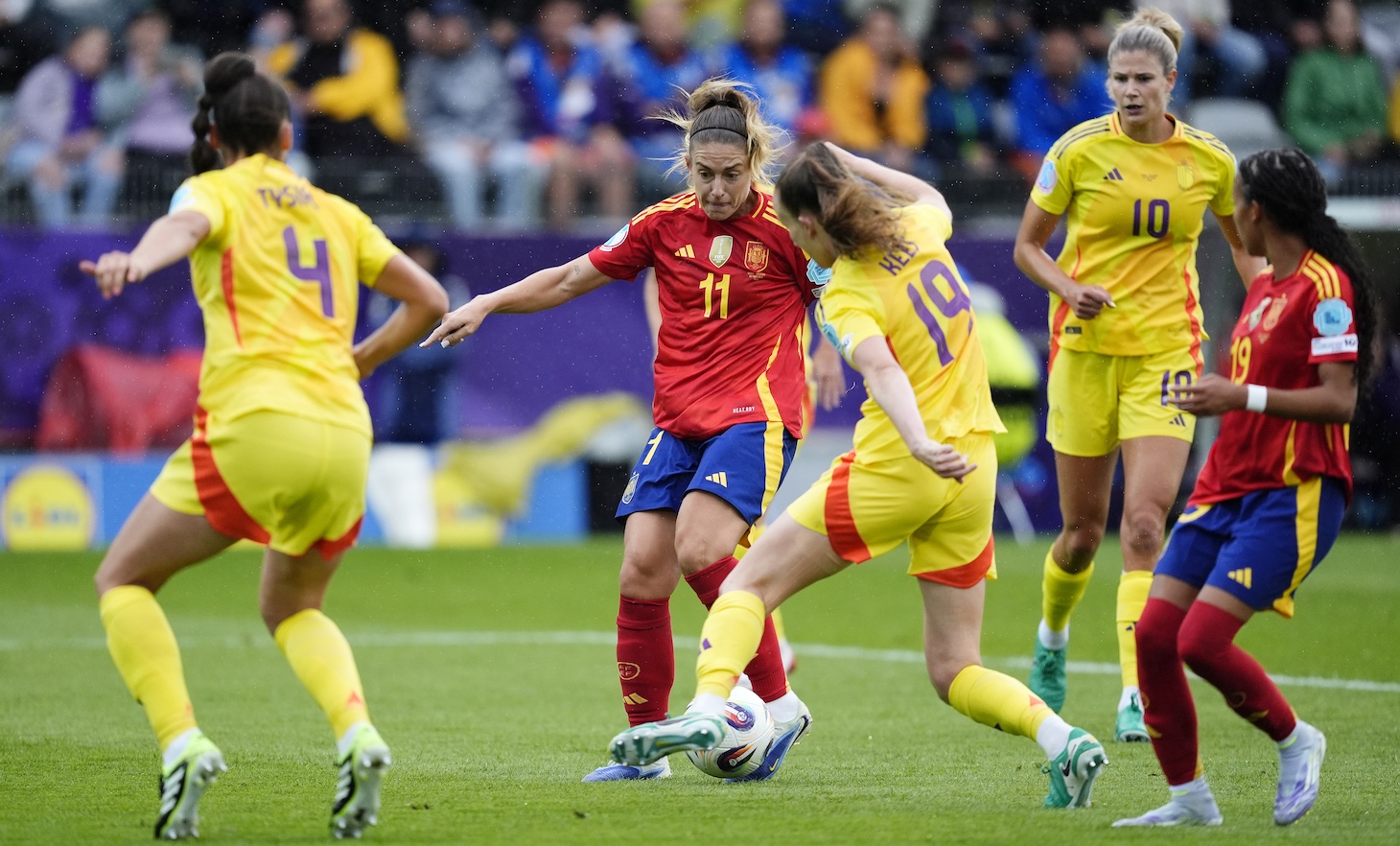 Spain's Alexia Putellas scores their side's first goal during the UEFA Women's Euro 2025 Group D match at the Arena Thun in Thun, Switzerland.