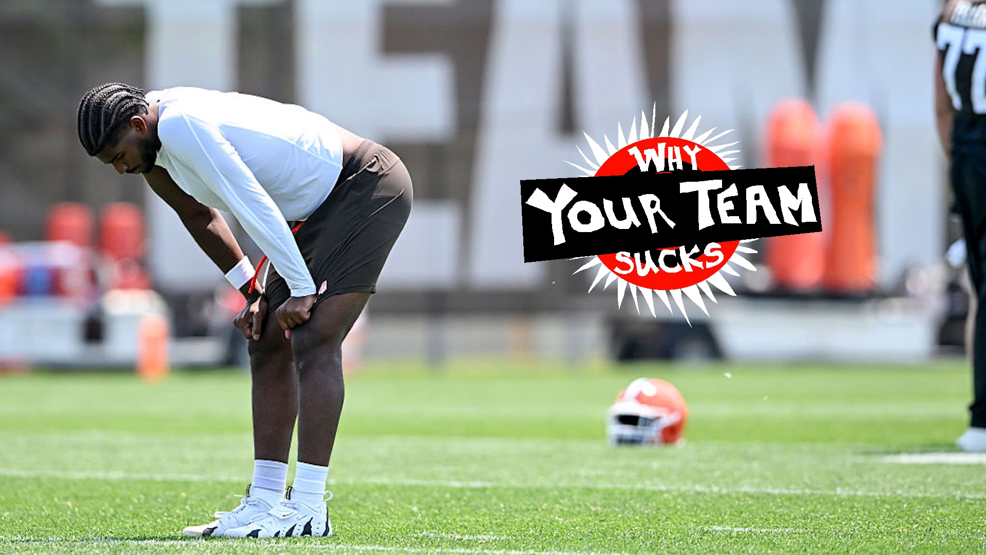 Shedeur Sanders #12 of the Cleveland Browns looks on after Cleveland Browns mandatory minicamp at CrossCountry Mortgage Campus on June 11, 2025 in Berea, Ohio. (