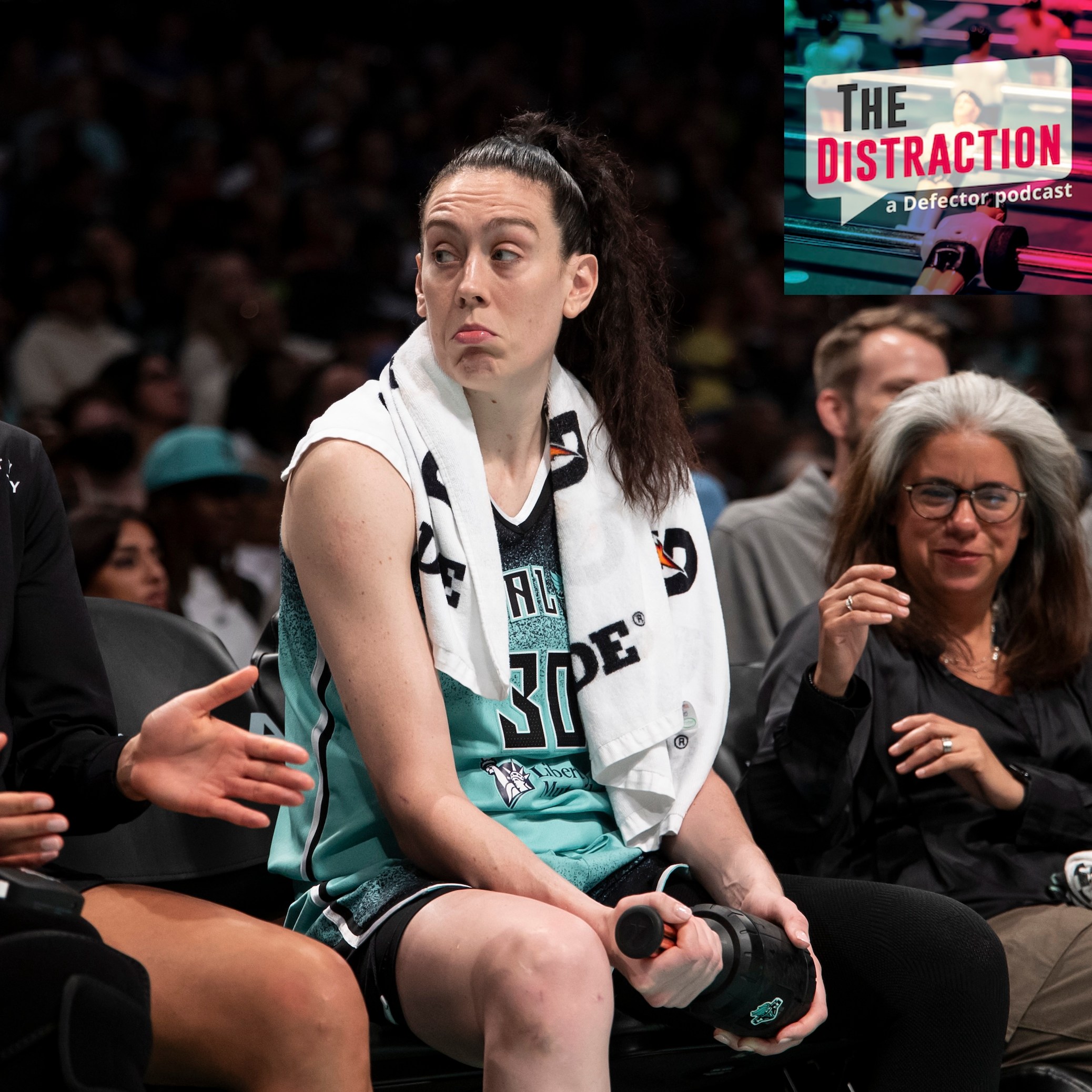 Isabelle Harrison and Breanna Stewart of the New York Liberty making some fantastic What Can You Do faces on the bench during a July 25 game against the Phoenix Mercury.