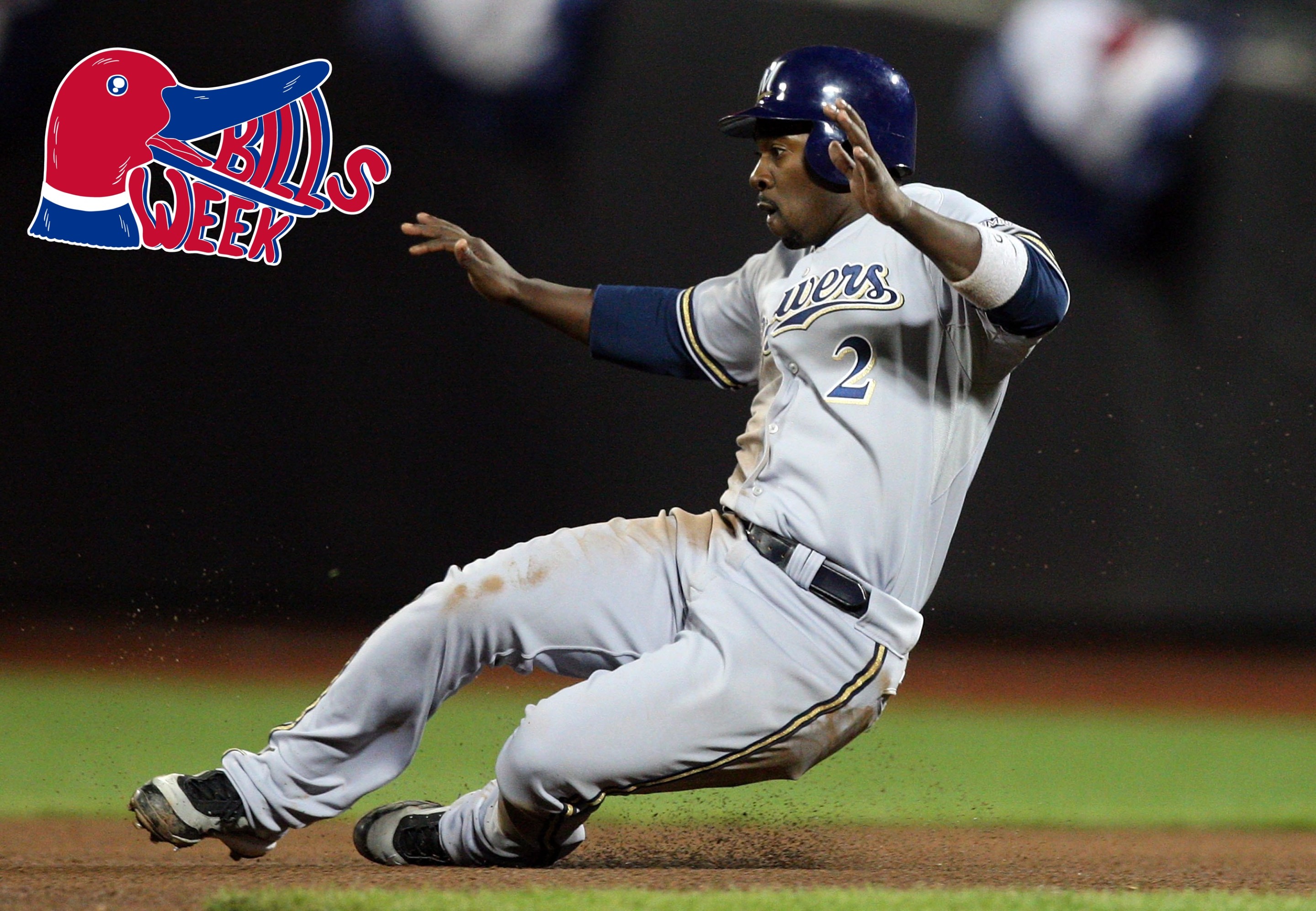 of the Milwaukee Brewers slides into second base against the New York Mets on April 17, 2009.