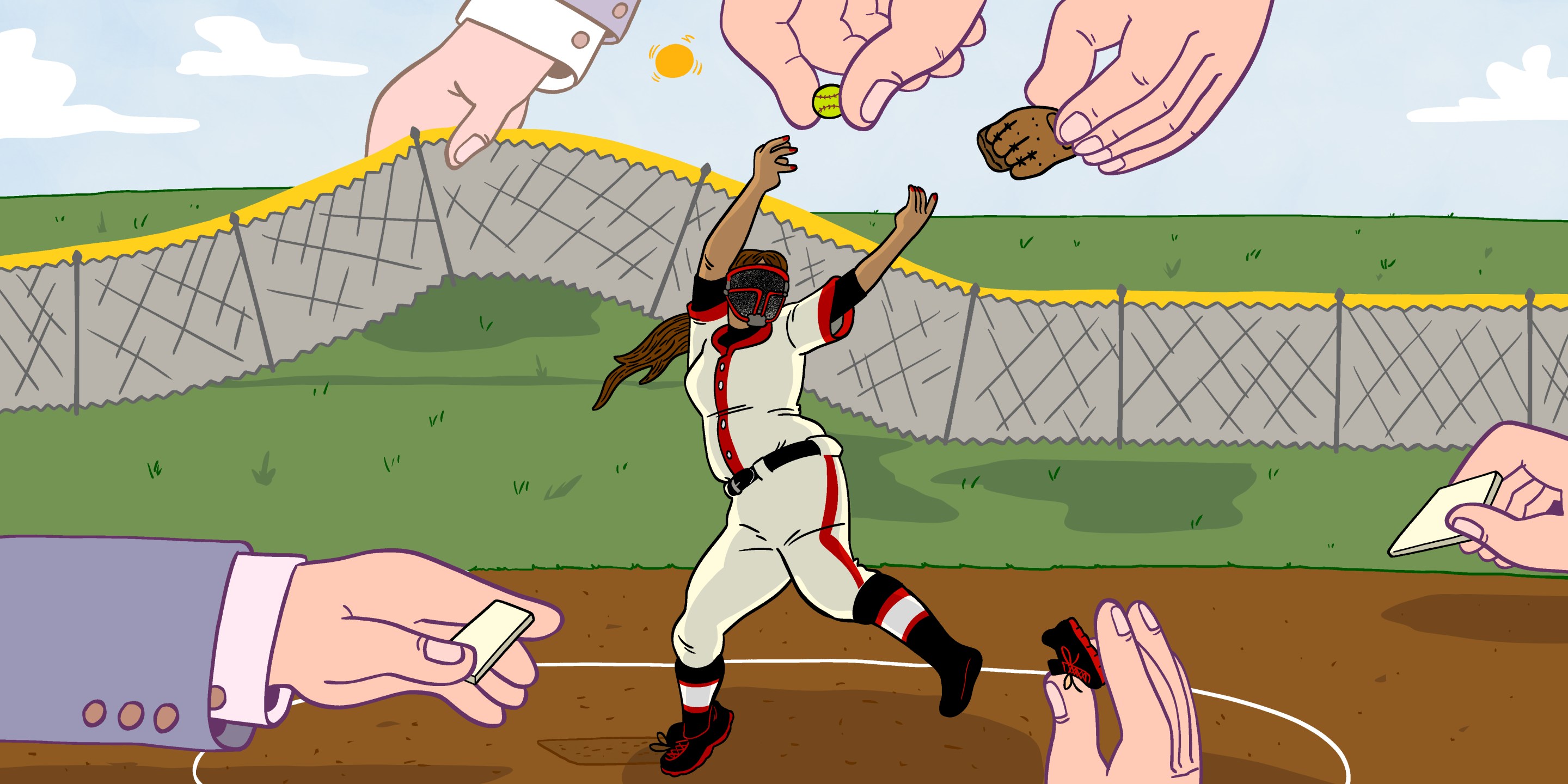 An illustration of a softball player