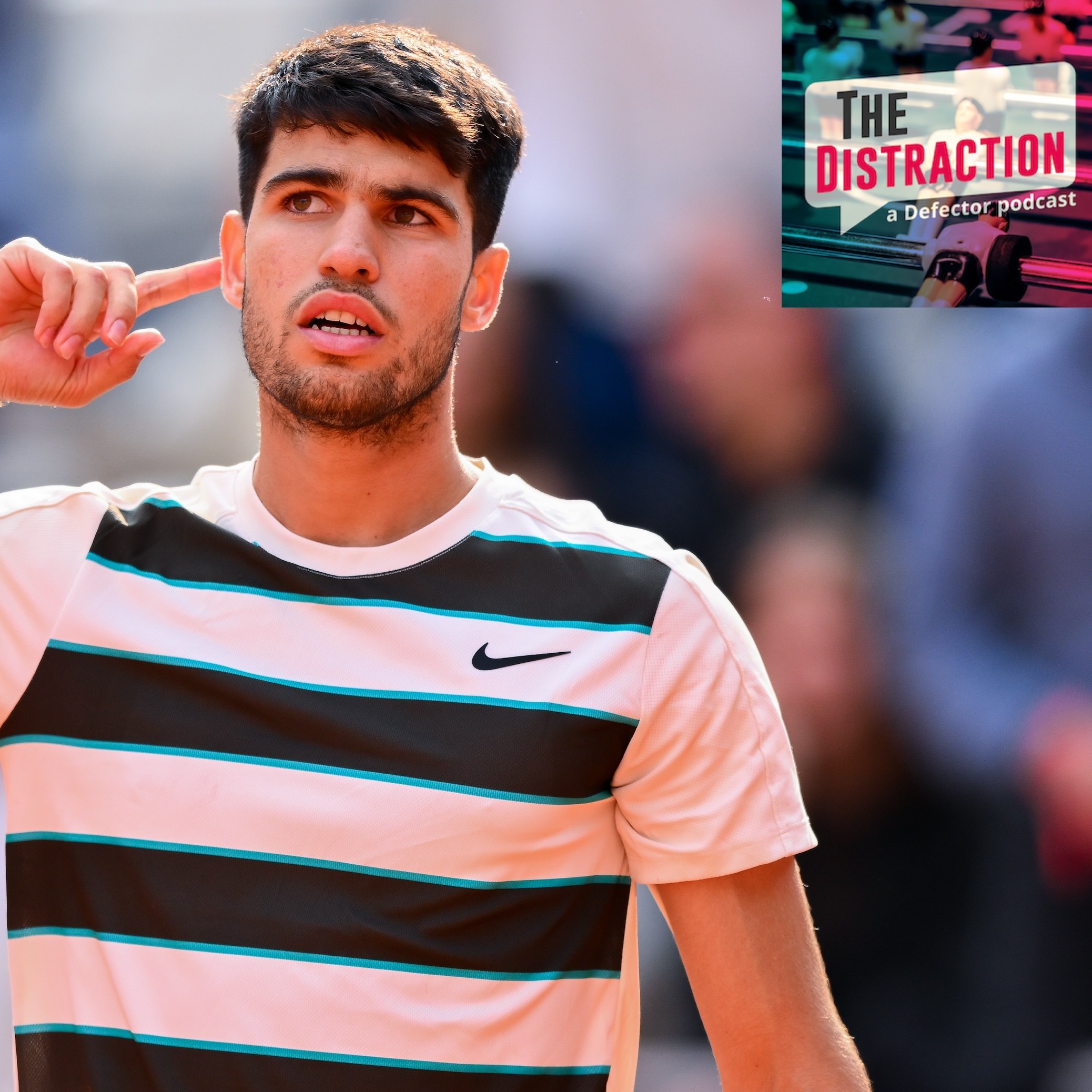 Carlos Alcaraz of Spain celebrates a point against Jannik Sinner of Italy during the Men’s Singles Final match on Day Fifteen of the 2025 French Open at Roland Garros on June 08, 2025 in Paris, France.