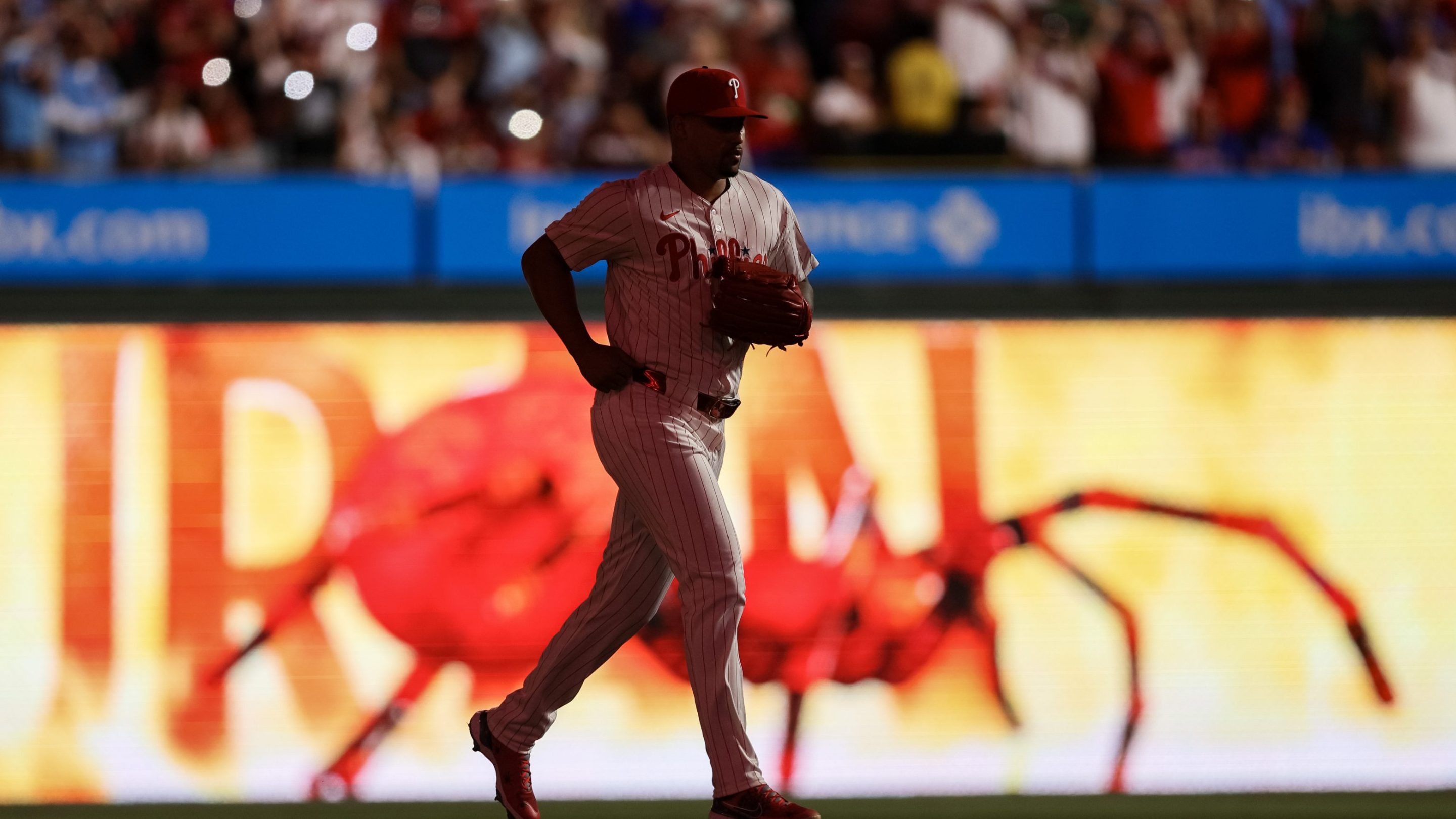 Jhoan Duran #59 of the Philadelphia Phillies enters the game for the ninth inning