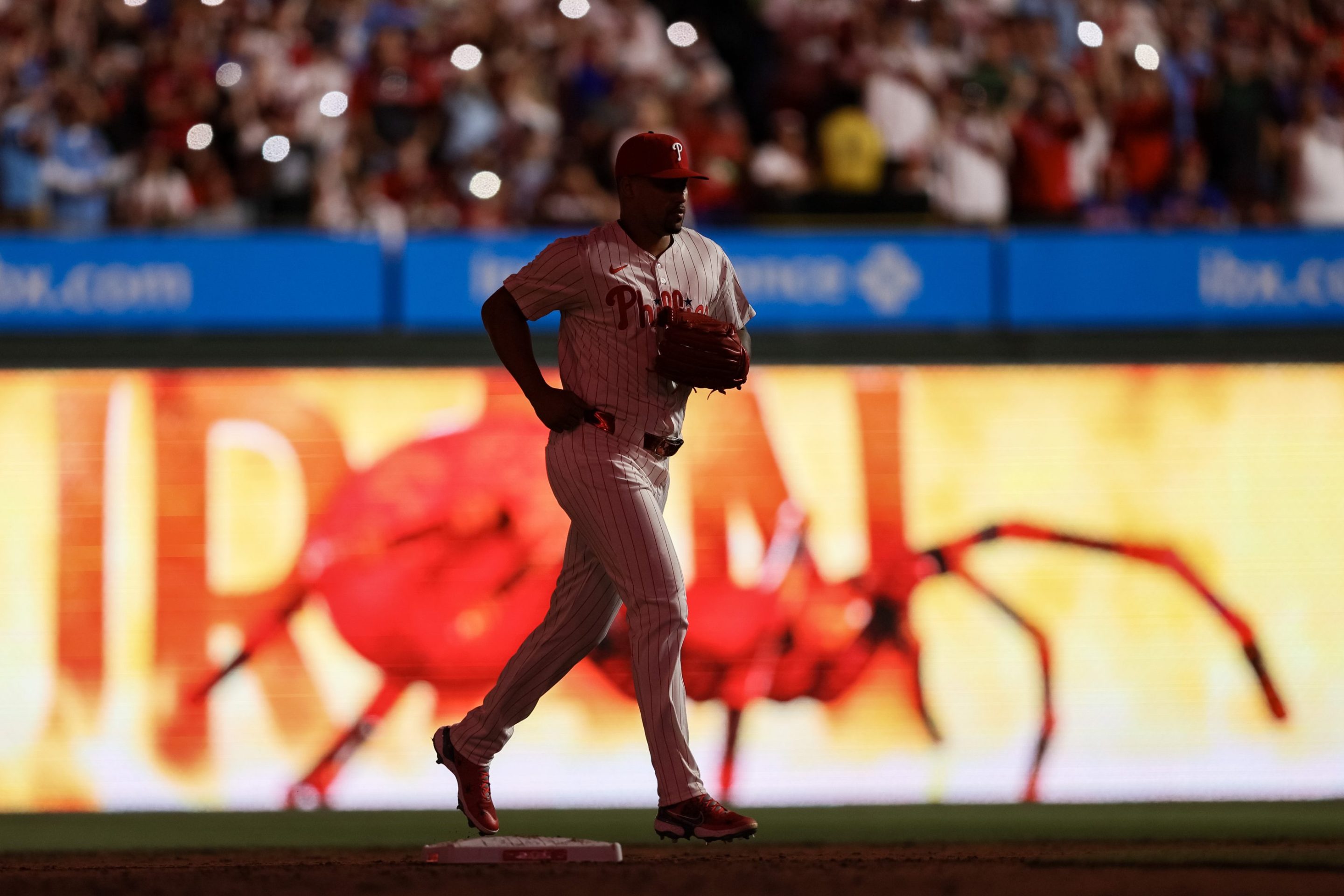 Jhoan Duran #59 of the Philadelphia Phillies enters the game for the ninth inning