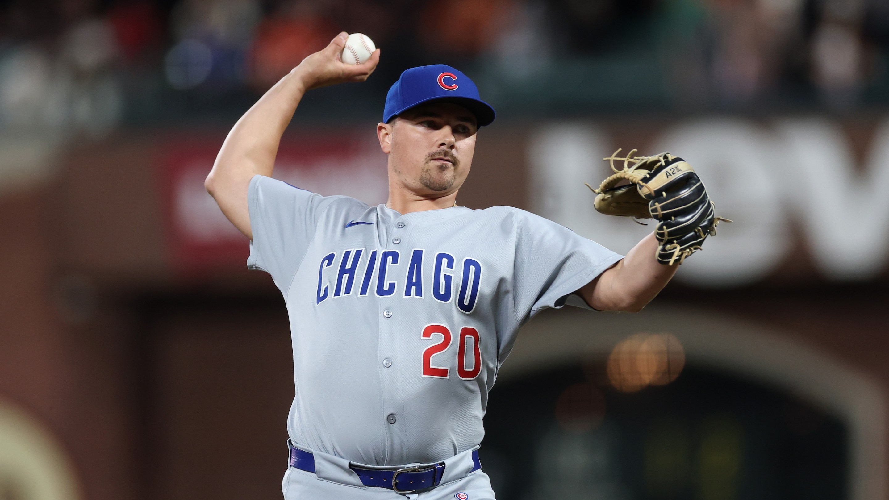 SAN FRANCISCO, CALIFORNIA - AUGUST 27: Reese McGuire #20 of the Chicago Cubs pitches against the San Francisco Giants in the eighth inning at Oracle Park on August 27, 2025 in San Francisco, California. (Photo by Ezra Shaw/Getty Images)