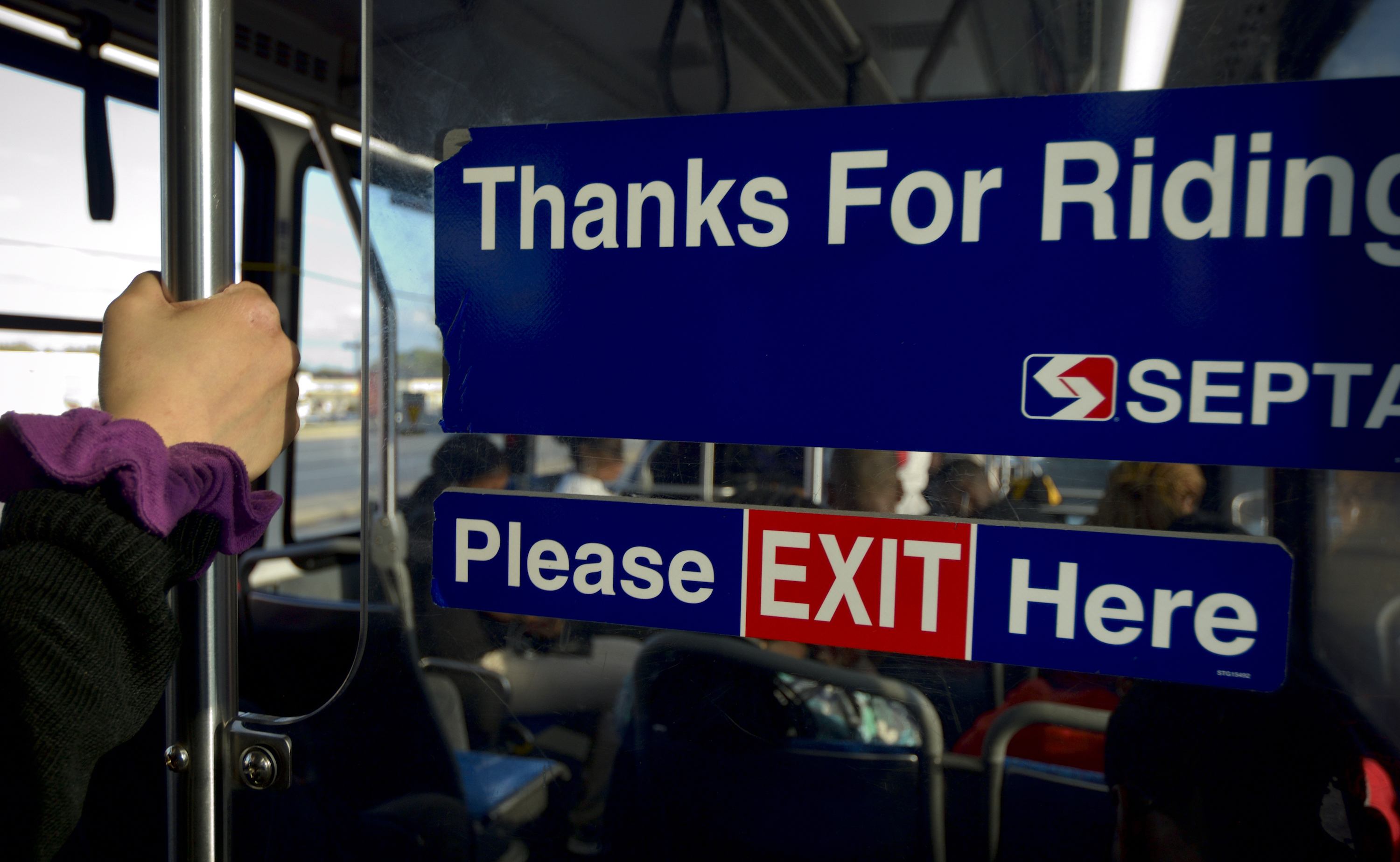 Commuters ride a SEPTA bus on October 10, 2017, in the Philadelphia, PA Suburbs.
