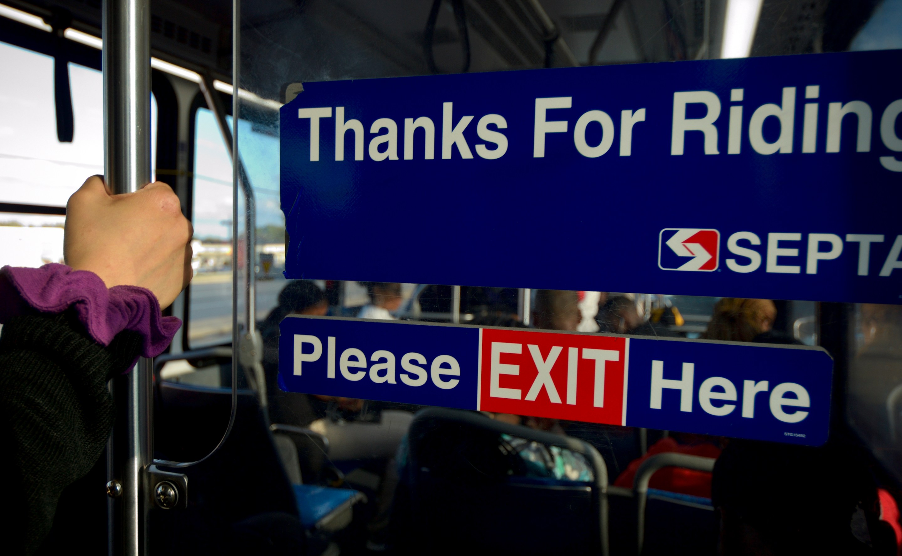 Commuters ride a SEPTA bus on October 10, 2017, in the Philadelphia, PA Suburbs.