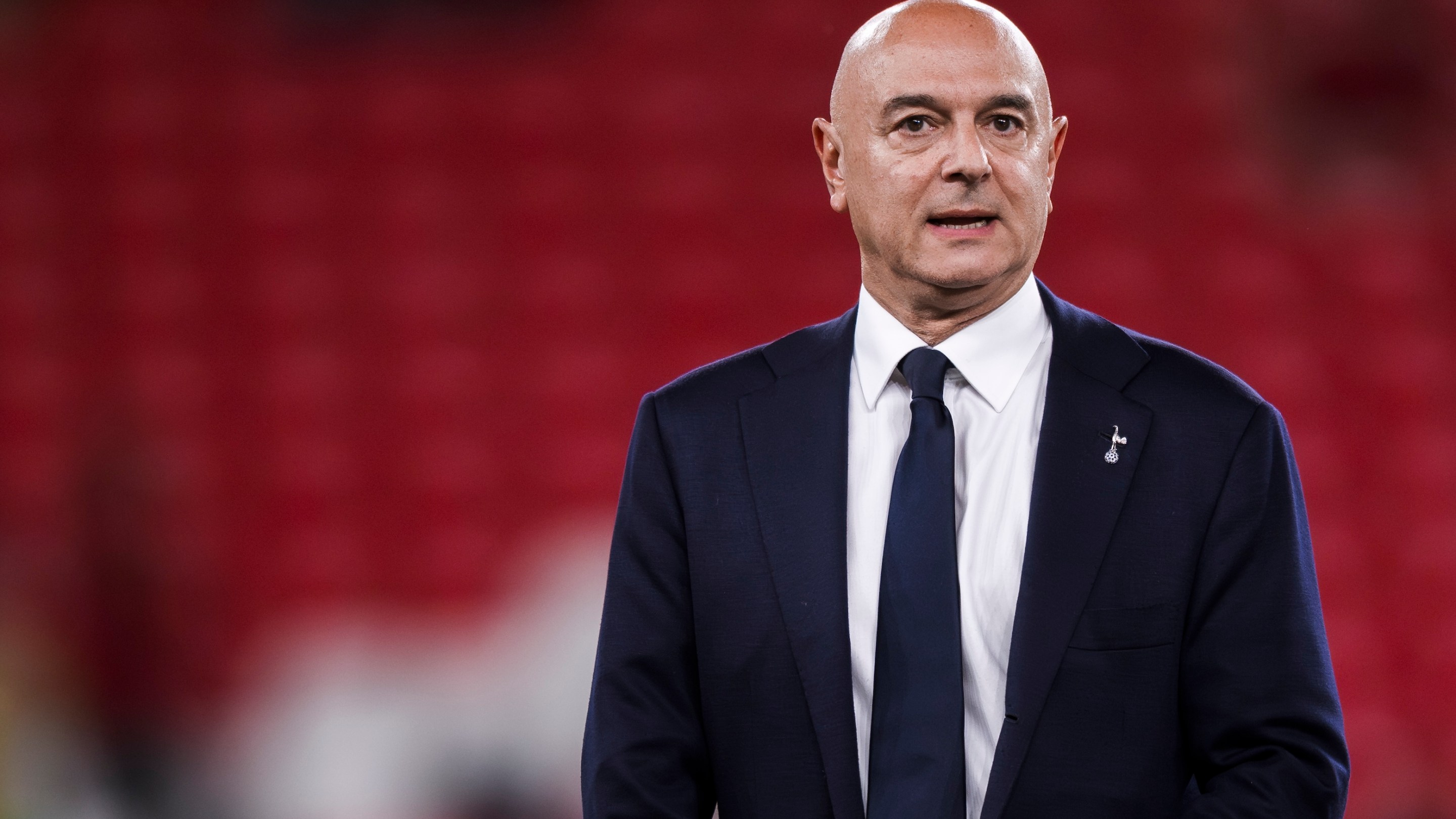 Daniel Levy, chairman of Tottenham Hotspur FC, looks on during the award ceremony following the UEFA Europa League final football match between Tottenham Hotspur FC and Manchester United FC in May of 2025.